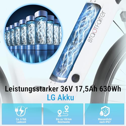 AsVIVA E-Bike B14 Stadtfalter 28 Zoll Citybike - Hollandrad für Damen & Herren | Elektrofahrrad Pedelec 25km/h | Tiefeinsteiger | 250W Motor - 36V 17.5 Ah mit bis zu 150 km Reichweite - Image 13