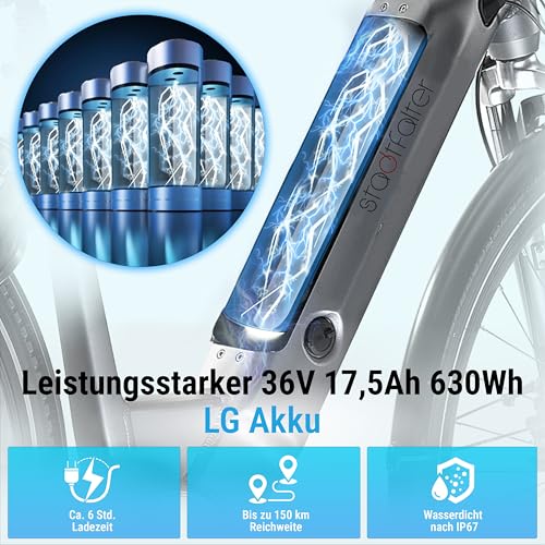 AsVIVA E-Bike B14 Stadtfalter 28 Zoll Citybike - Hollandrad für Damen & Herren | Elektrofahrrad Pedelec 25km/h | Tiefeinsteiger | 250W Motor - 36V 17.5 Ah mit bis zu 150 km Reichweite - Image 13