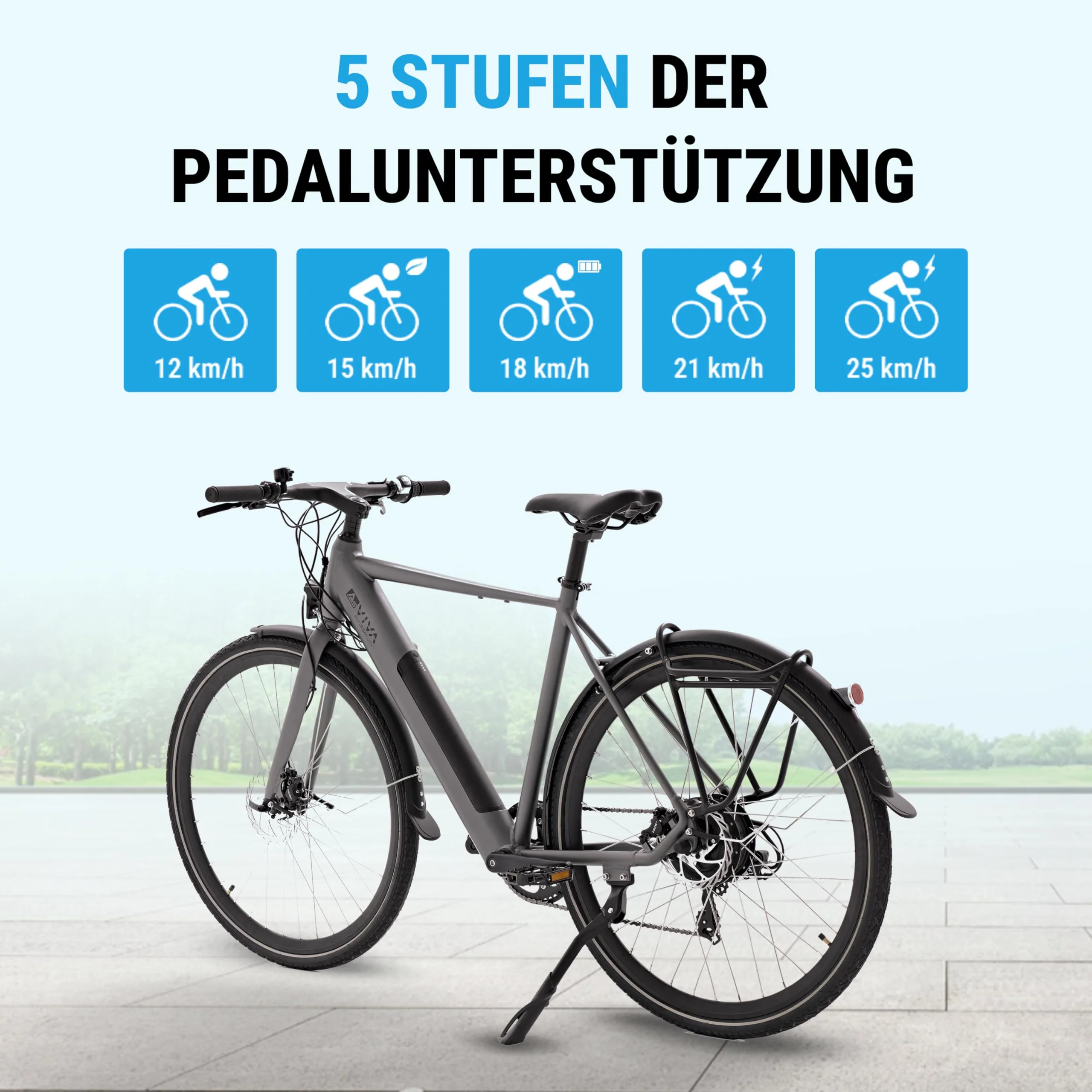 AsVIVA E-Bike BC1-C 28 Zoll – Pedelec Elektrofahrrad mit 250W Bafang Heckmotor, 10,5Ah Akku, 7-Gang Kettenschaltung, hydraulische Scheibenbremsen, LED-Beleuchtung, USB-Ladefunktion - Image 8