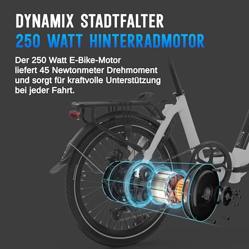 AsVIVA E-Bike Klapprad 20 Zoll – faltbares Pedelec für Erwachsene, 14,0Ah Samsung Akku, bis 100 km Reichweite, 25 km/h – leichtes E-Faltrad für Damen & Herren – elektrisch & kompakt (Weiß) - Image 12