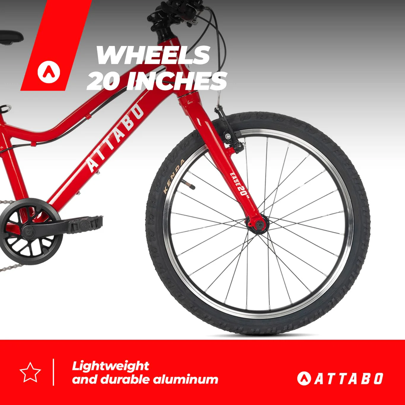 ATTABO Kinderfahrrad Ease 20″ – Leichter 6061‑Alurahmen & Gabel, ergonomischer 560 mm BMX‑Lenker, Shimano Altus 7‑Gang, Kenda 20×1,75″ Reifen, TEKTRO V‑Bremsen, Memory‑Sattel, Rot - Image 6