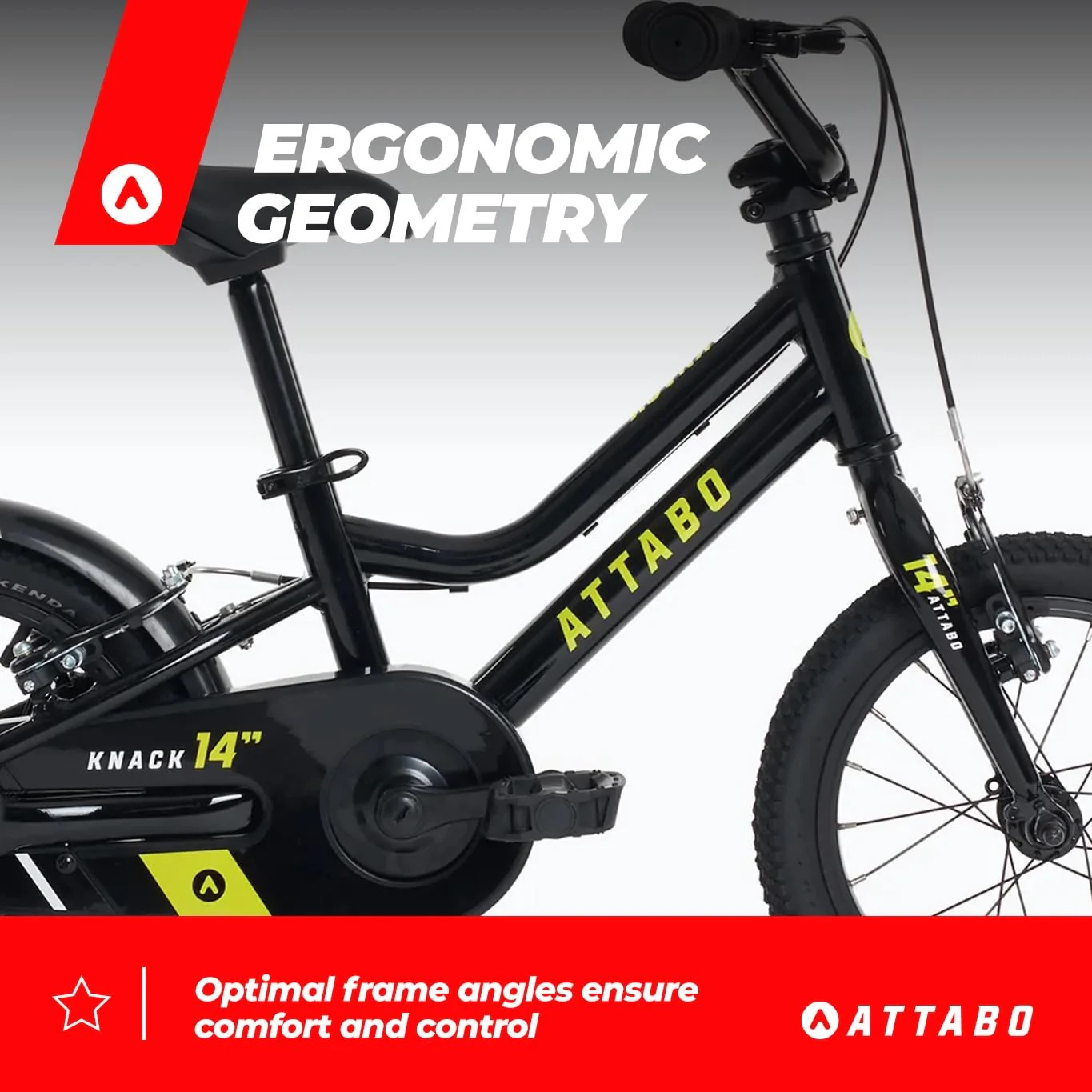 ATTABO Knack 14 – Kinderfahrrad (2–5 Jahre) mit leichtem Aluminiumrahmen (8 kg), 14-Zoll-Rädern, für 85–110 cm Körpergröße, bis 50 kg belastbar, ergonomischer Lenker, ideal für erste Fahrten - Image 5