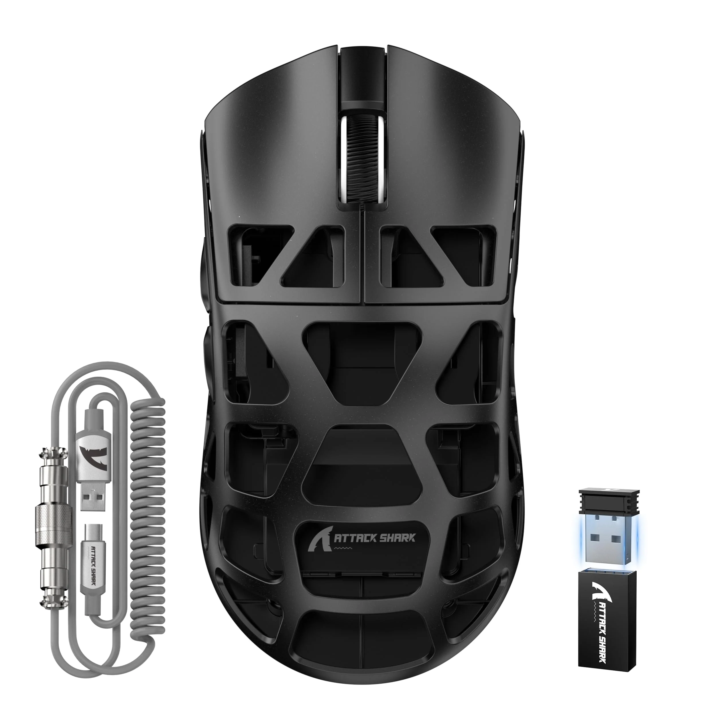 ATTACK SHARK R3PRO 46g SUPERLIGHT Magnesiumlegierung Maus, 8000Hz Kabellose Abfragerate, 26000 DPI, 2,4G/BT/Kabelgebundene Gaming-Mouse, PixArt PAW3395-Sensor G502, mit Spiralkabel, PC/Mac, Schwarz - Image 3