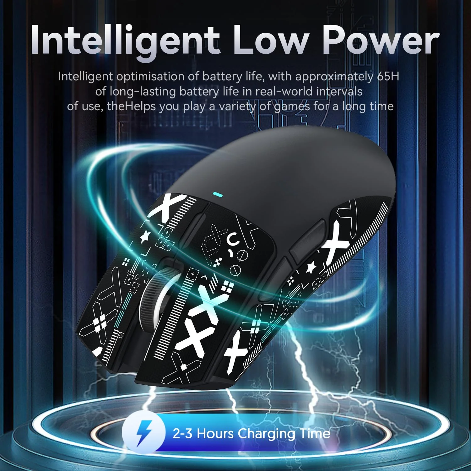 ATTACK SHARK X11 Gaming Mouse mit Magnetic Charging Dock, PixArt PAW3311 Gaming Sensor, BT/2.4G Wireless/Wired Gaming Mouse mit Mouse Grip Tape, 22000 DPI, Gamer Mice for Win11/Xbox/PS/Mac (Schwarz) - Image 3