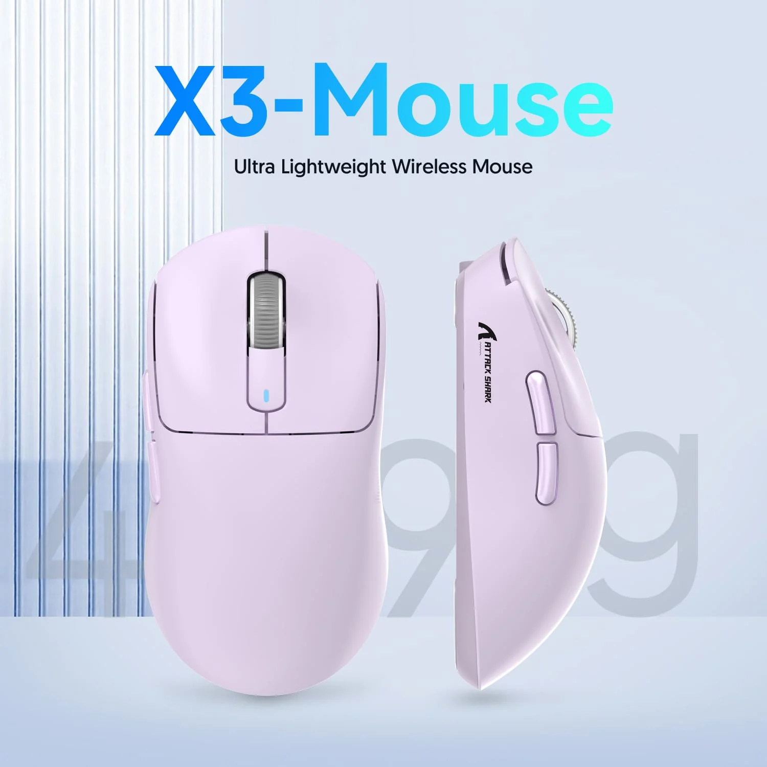 ATTACK SHARK X3 49g Ultraleicht Maus, PixArt PAW3395 Gaming-Sensor, BT/2,4G Kabellose/Kabelgebundene Gaming-Maus, 26000 DPI, 200 Std. Akku, Office-Mäuse für Win11/Xbox/PS/Mac - Image 5