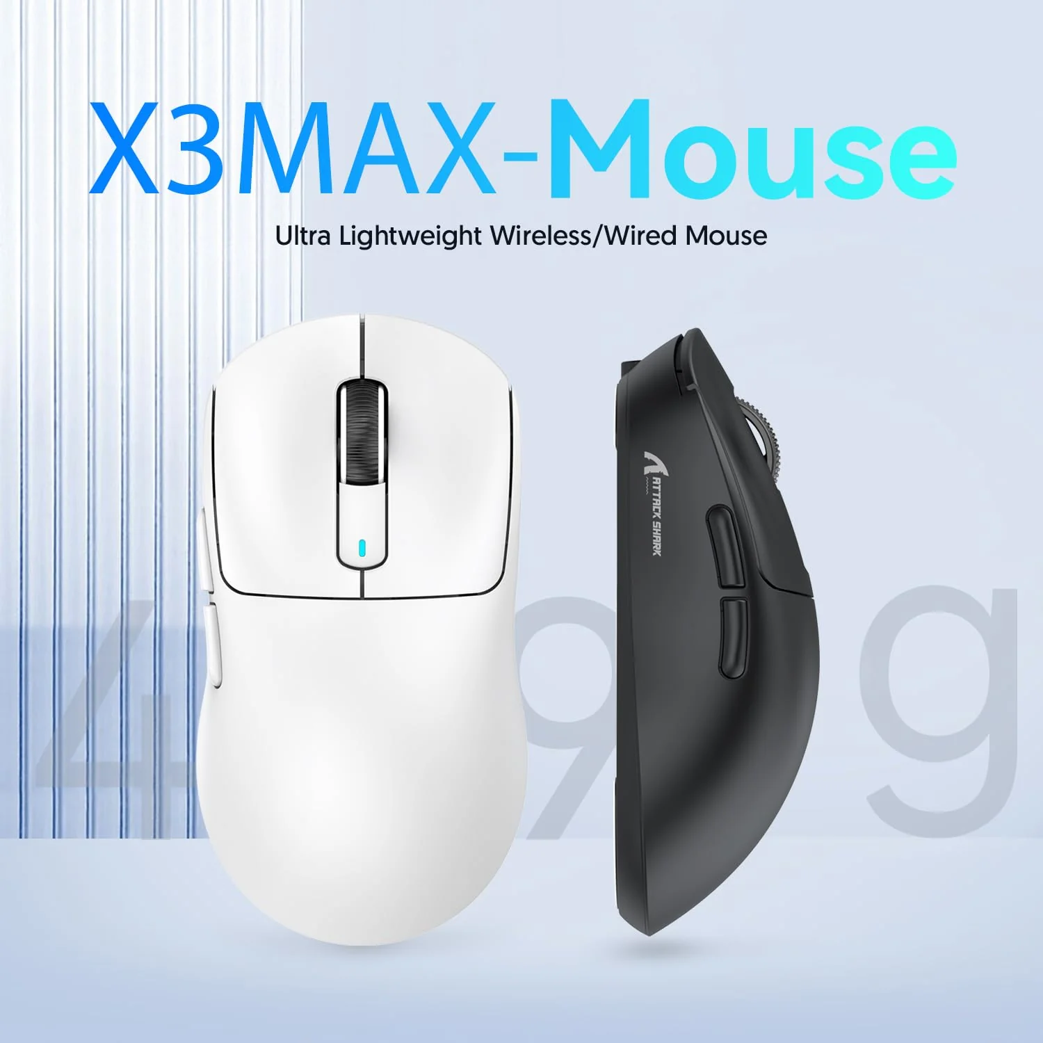 ATTACK SHARK X3MAX 49g Superlight Mouse, PixArt PAW3950 Gaming Sensor, BT/2.4G Wireless/Wired Gaming Mouse, 6 Adjustable DPI up to 42000, 200 Hrs Battery, Office Mice for Win11/Xbox/PS/Mac (White) - Image 6