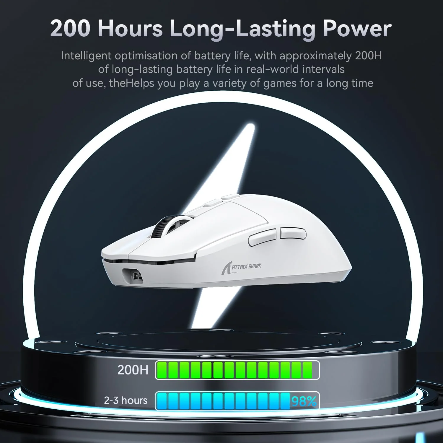 ATTACK SHARK X6 49g Superlight Maus mit magnetischer Ladestation, PixArt PAW3395 Gaming-Sensor, BT/2,4G kabellose/kabelgebundene Gaming-Maus, 26000 DPI, X3 verbesserte Office-Mäuse für Win11 (weiß) - Image 5