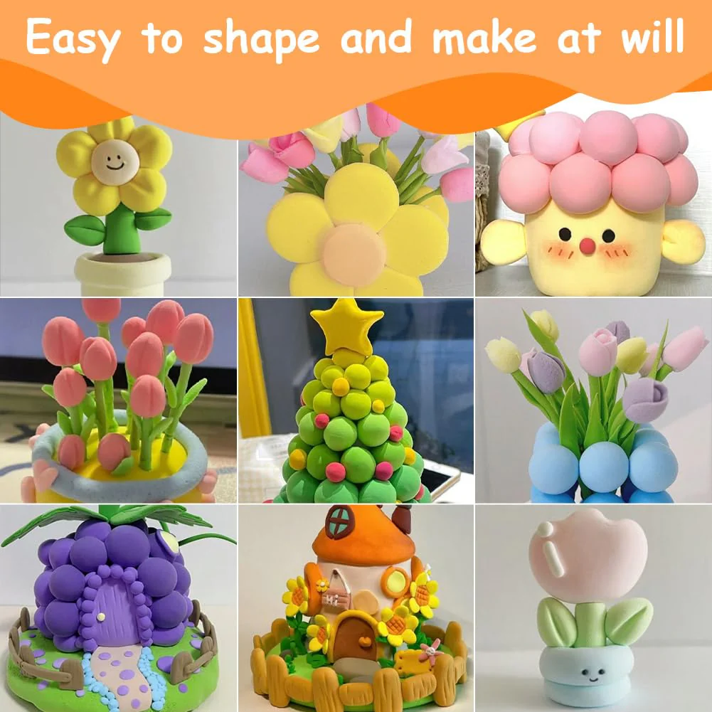 AUAUY Modelliermasse-Set, Knete Starter Set, 72 Farben Lufttrocknende Magische Knete für Kinder, Modelliermasse Lufttrocknend, Art Polymer Clay Geschenk für Jungen und Mädchen im Alter von 3-12 Jahren - Image 4