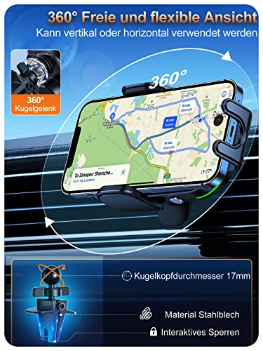 Auckly 15W Handyhalterung Auto mit Ladefunktion, [270° Automatische Klemmung],Qi Induktive Ladestation Auto Wireless Charger, Kfz Ladegerät für iPhone 12 13 14 15 16 17 Serie & Samsung, Schnellladen - Image 2