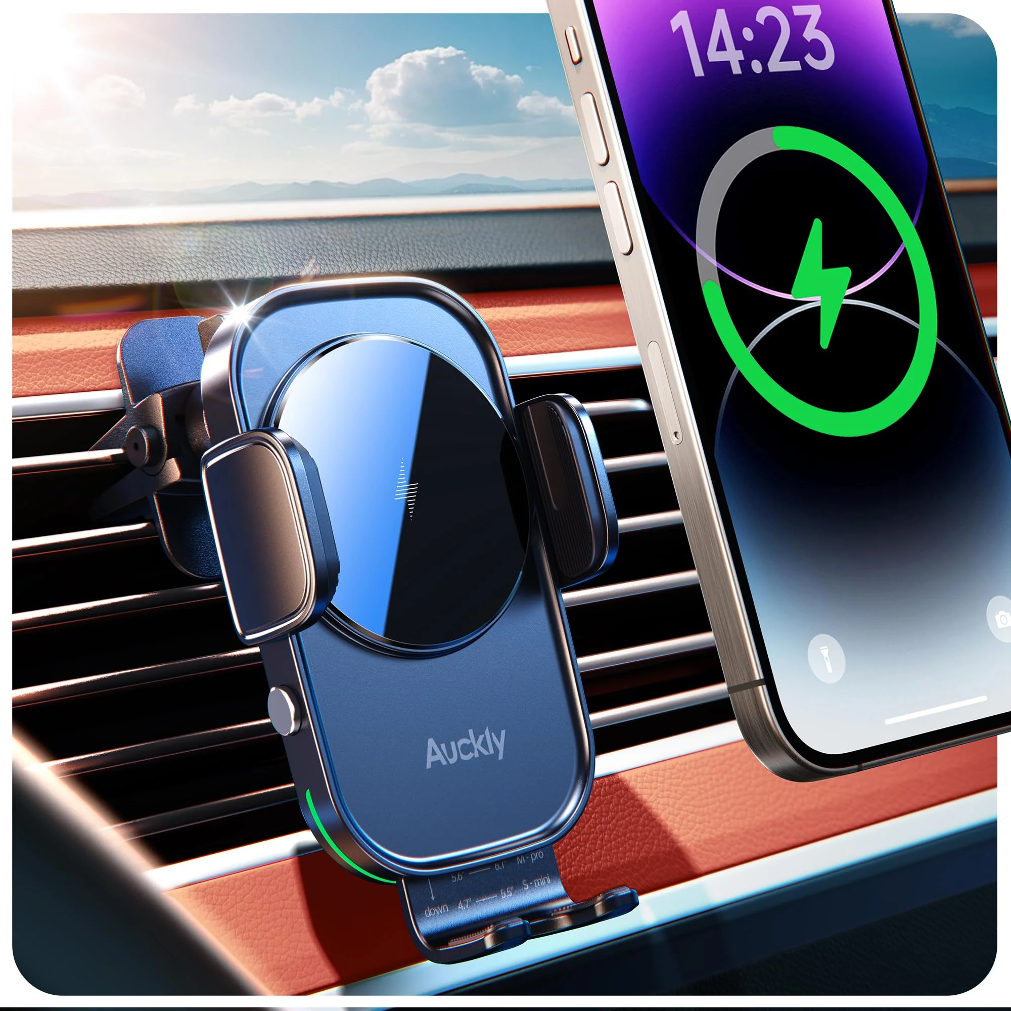 Auckly 15W Handyhalterung Auto mit Ladefunktion, [270° Automatische Klemmung],Qi Induktive Ladestation Auto Wireless Charger, Kfz Ladegerät für iPhone 12 13 14 15 16 17 Serie & Samsung, Schnellladen - Image 3