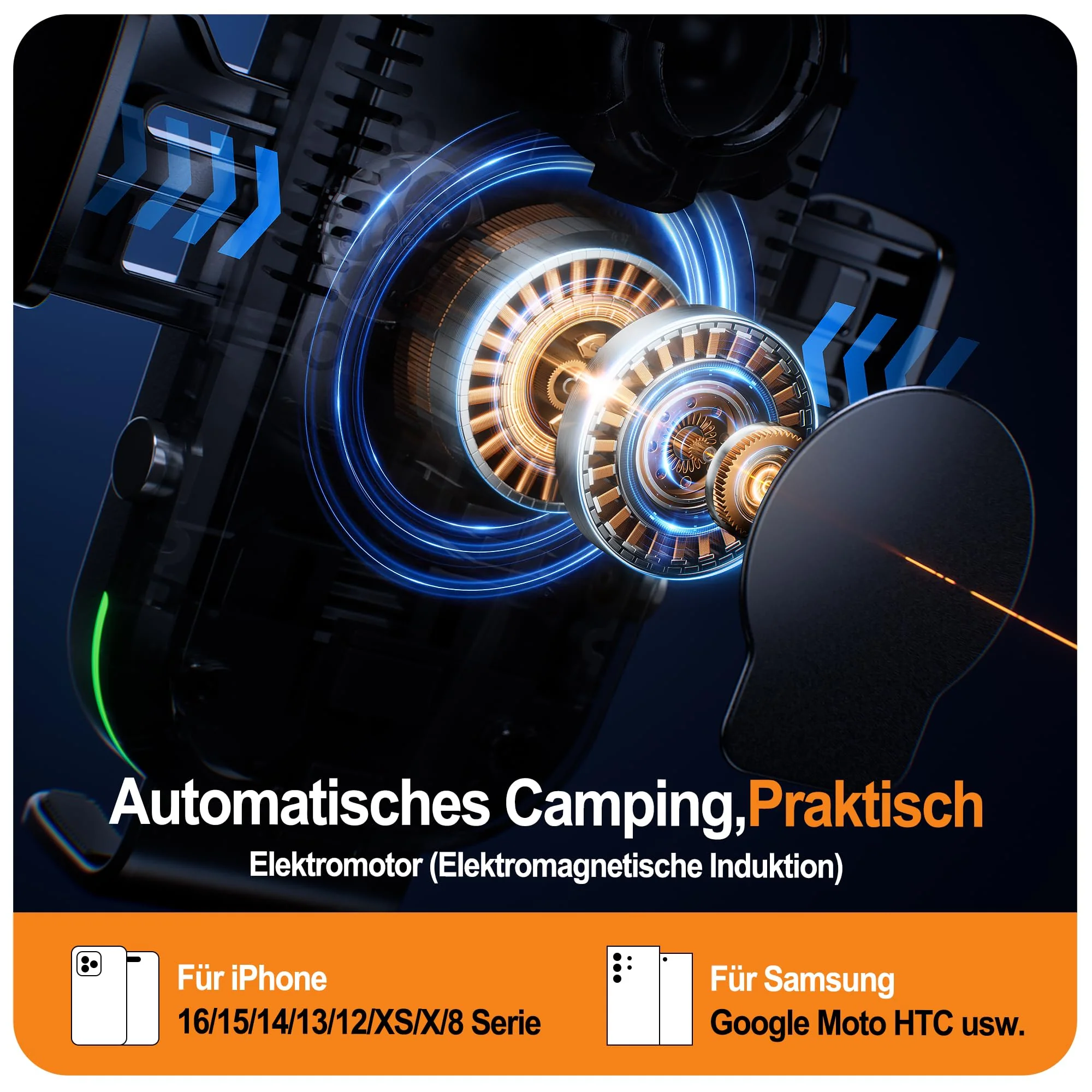 Auckly 15W Handyhalterung Auto mit Ladefunktion, [270° Automatische Klemmung],Qi Induktive Ladestation Auto Wireless Charger, Kfz Ladegerät für iPhone 12 13 14 15 16 17 Serie & Samsung, Schnellladen - Image 8