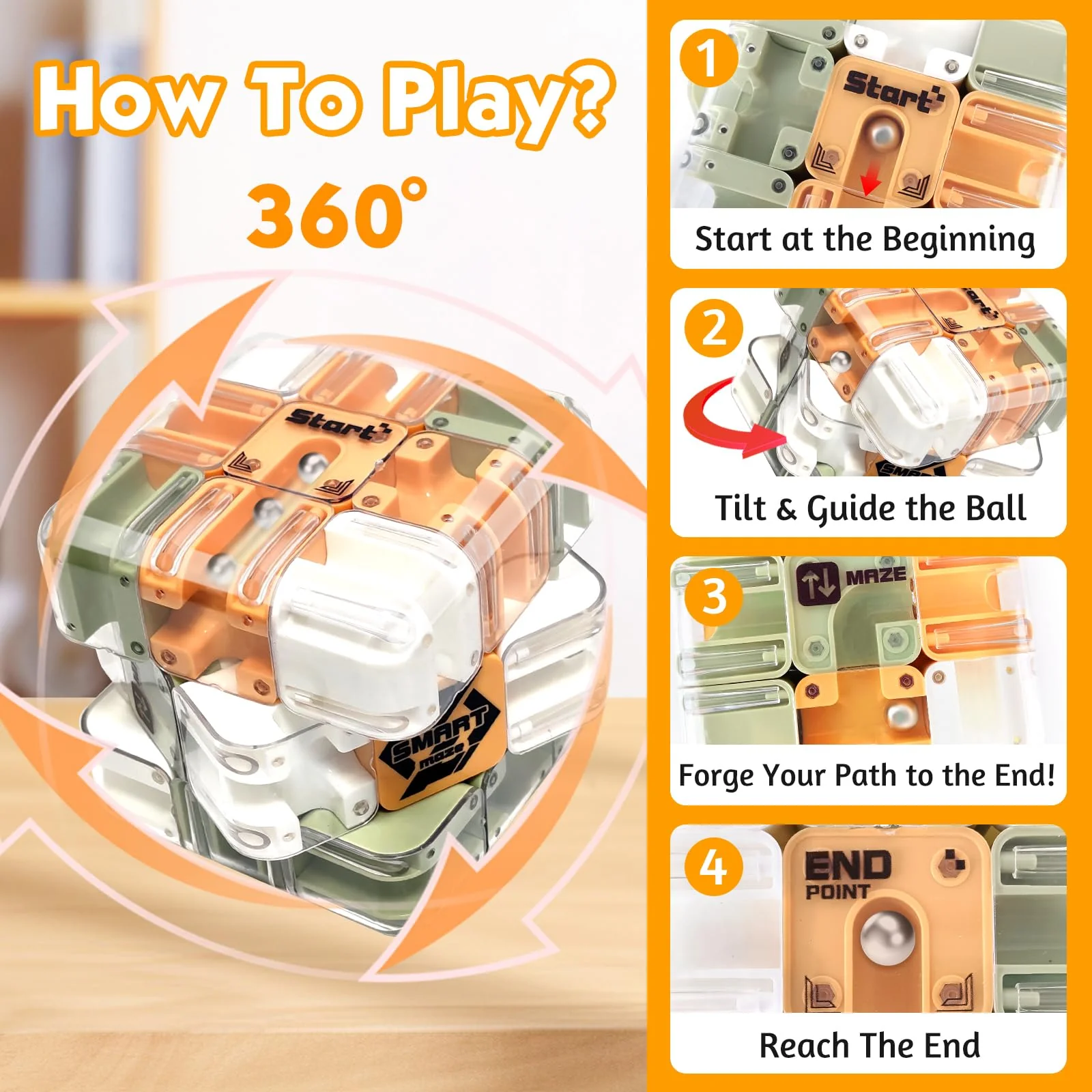 Audasi 3D Labyrinth Spiel Puzzle Spiel, Großes Labyrinth 3D Puzzle Würfel Interaktives Würfel Labyrinthspiel Pädagogisches Denkspielzeug für Kinder Erwachsene Stressabbau Logiktraining - Image 7