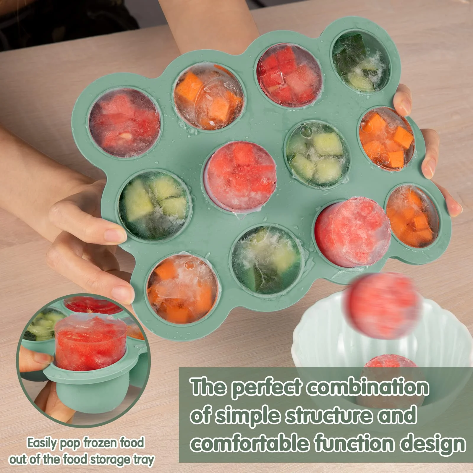 Aufbewahrung von Babynahrung aus Silikon,Babynahrung Einfrieren Behälte aus mit Silikon Deckel,BPA-frei,Perfekt für Hausgemachte Babynahrung, Gemüse, Eiswürfeln,Fruchtpüree und Muttermilch - Image 5