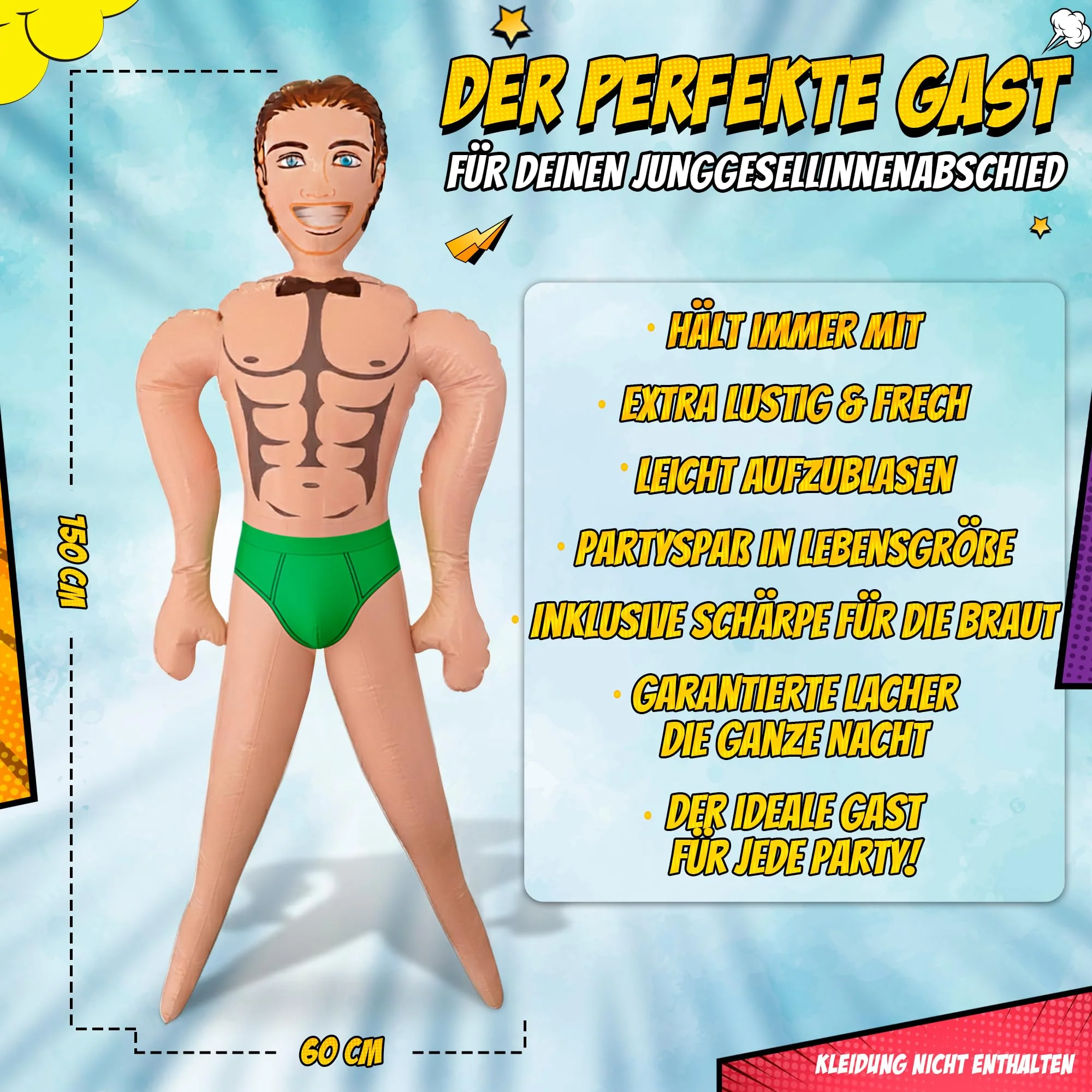 Aufblasbare Gummipuppe für Frauen – JGA Junggesellinnenabschied Frauen – Scherzartikel – Lebensgröße 150 cm - Rocky Romance - Image 3