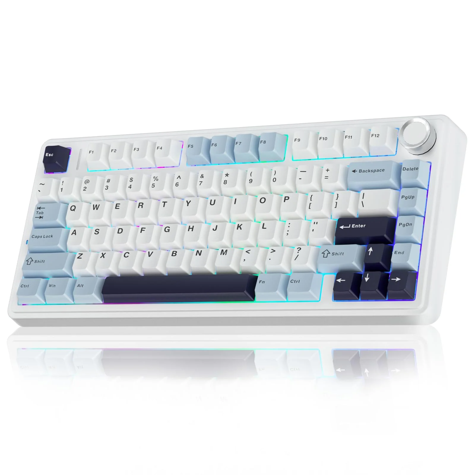 AULA F75 Mechanische Tastatur Gaming,2.4G/Type-C/BT5.0 75% Prozent Tastatur mit Multifunktionsknopf,Struktur der Dichtung Gaming Tastatur Kabellos,Hot Swap Wireless RGB Tastatur,QWERTY (Gletscherblau) - Image 8