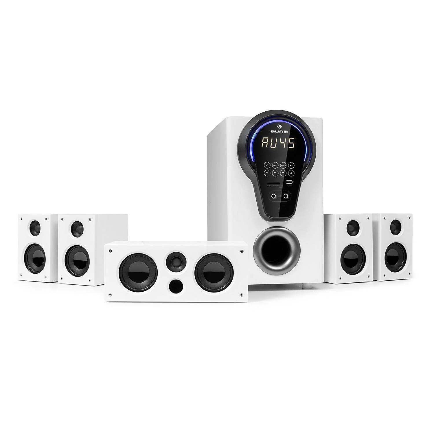 auna Areal 525 5.1 Soundsystem, Heimkinosystem, 5.1 Heimkinosystem, RMS, Subwoofer, 4 oder 5 Satellit, AUX-Eingang, Heimkino mit 125 Watt, weiß - Image 2