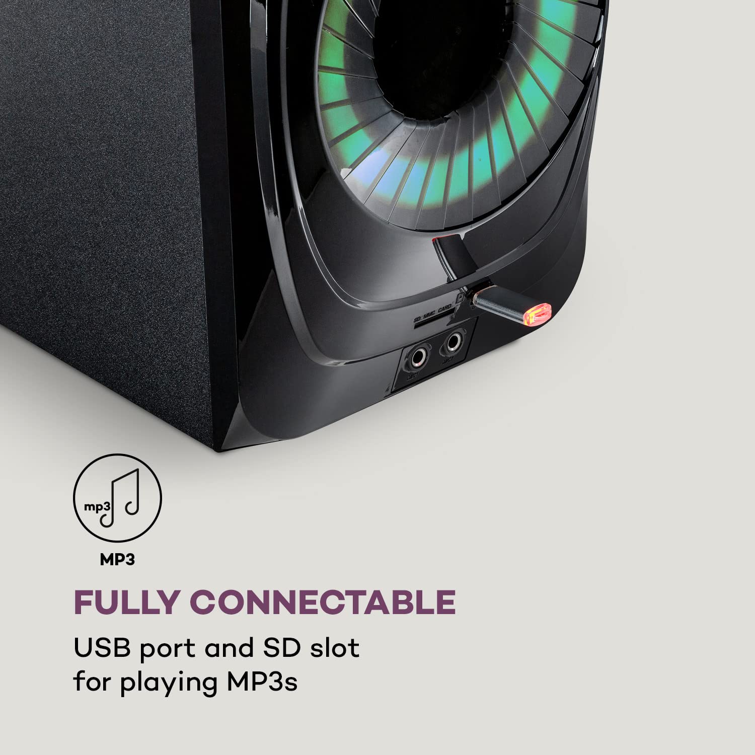 auna Areal 825 5.1 Soundsystem - 5.1 Heimkinosystem mit 200 Watt Leistung RMS, 8" Heimkino Subwoofer + 5 Lautsprecher, Bluetooth, USB, SD, AUX, inkl. Fernbedienung - Image 8