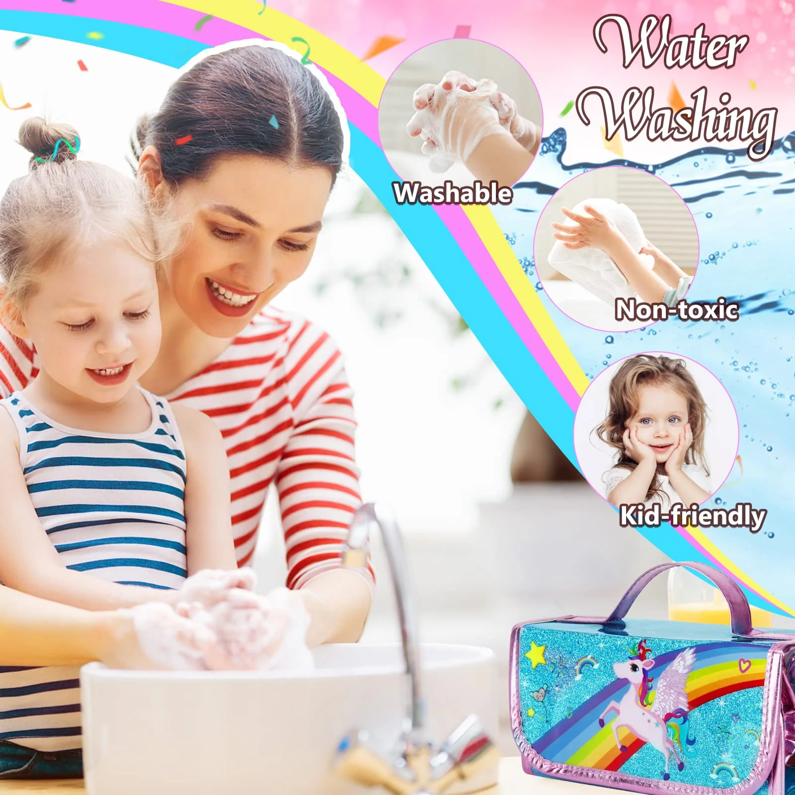 Auney Malset für Kinder 3 4 5 6-9 Jahre,Malkoffer für Kinder,Federmäppchen Mädchen Schreibset Inklusive Glitzerstifte,Filzstifte,Buntstifte,Malstifte und Gel Stift,Einhorn Geschenke für Mädchen - Image 2