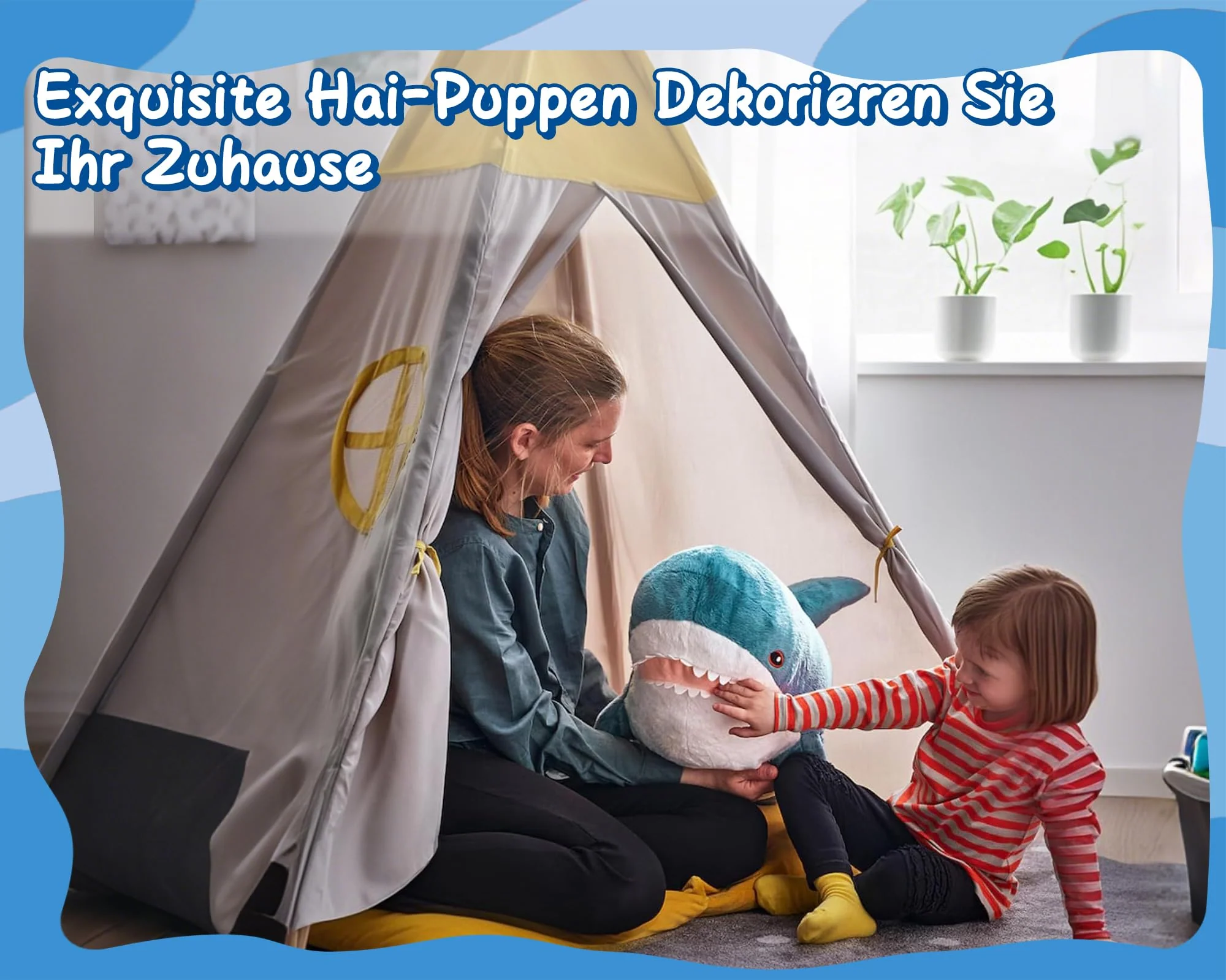 AURWEL XXL Hai Kuscheltier 100cm, Weiches Hai Spielzeug & Plüschtier, Großes Stofftier für Kinderzimmer-Deko, Einfach zu Reinigen Familie, Freunde und Tierliebhaber - Image 3