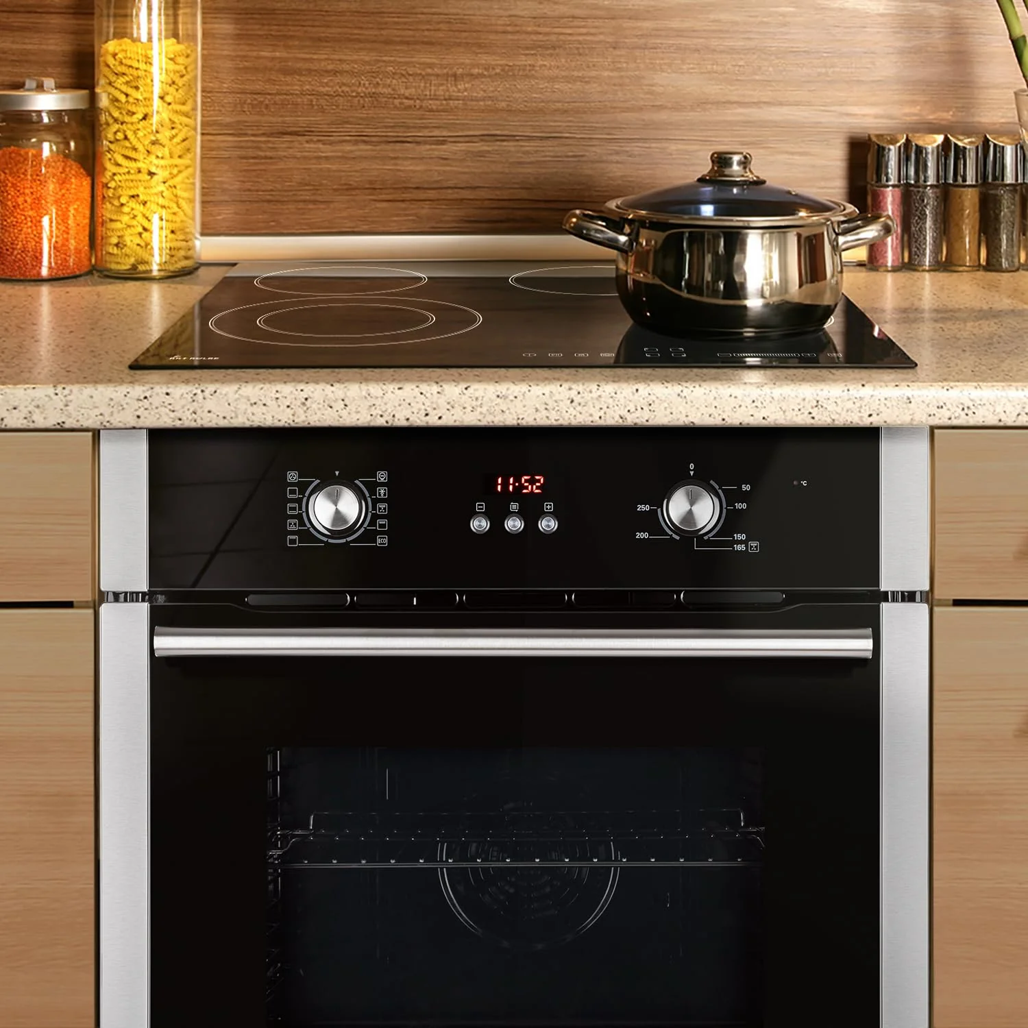 Autarkes Herdset: 60cm Einbaubackofen BO8805SS + 59cm Kochfeld CH5901RL | Grill | Heißluft | Automatik-Timer | 2-fach Wärmeschutzverglasung | Kindersicherung | Knebelbedienung | SET8805CH59RL - Image 11