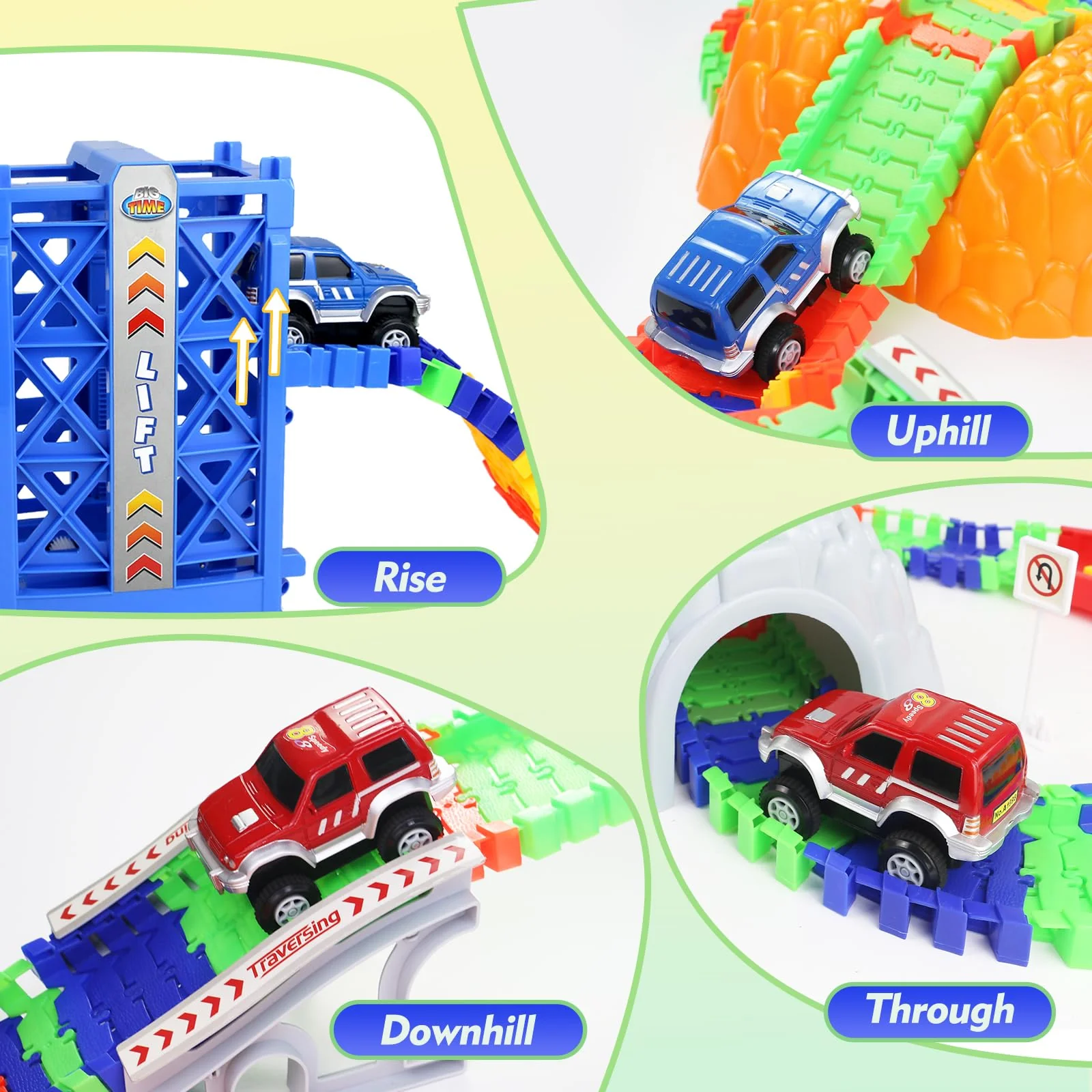 Autorennbahn Kinder Spielzeug ab 3 4 5 Jahre mit 2 Spielzeugauto, Kinderspielzeug ab 3 4 5 6 7 Jahre Junge,309PCS Car Track Rennbahnen, Racing Geschenk 3 4 5 Jahre Junge Mädchen, 505cm Länge Rennbahn - Image 7