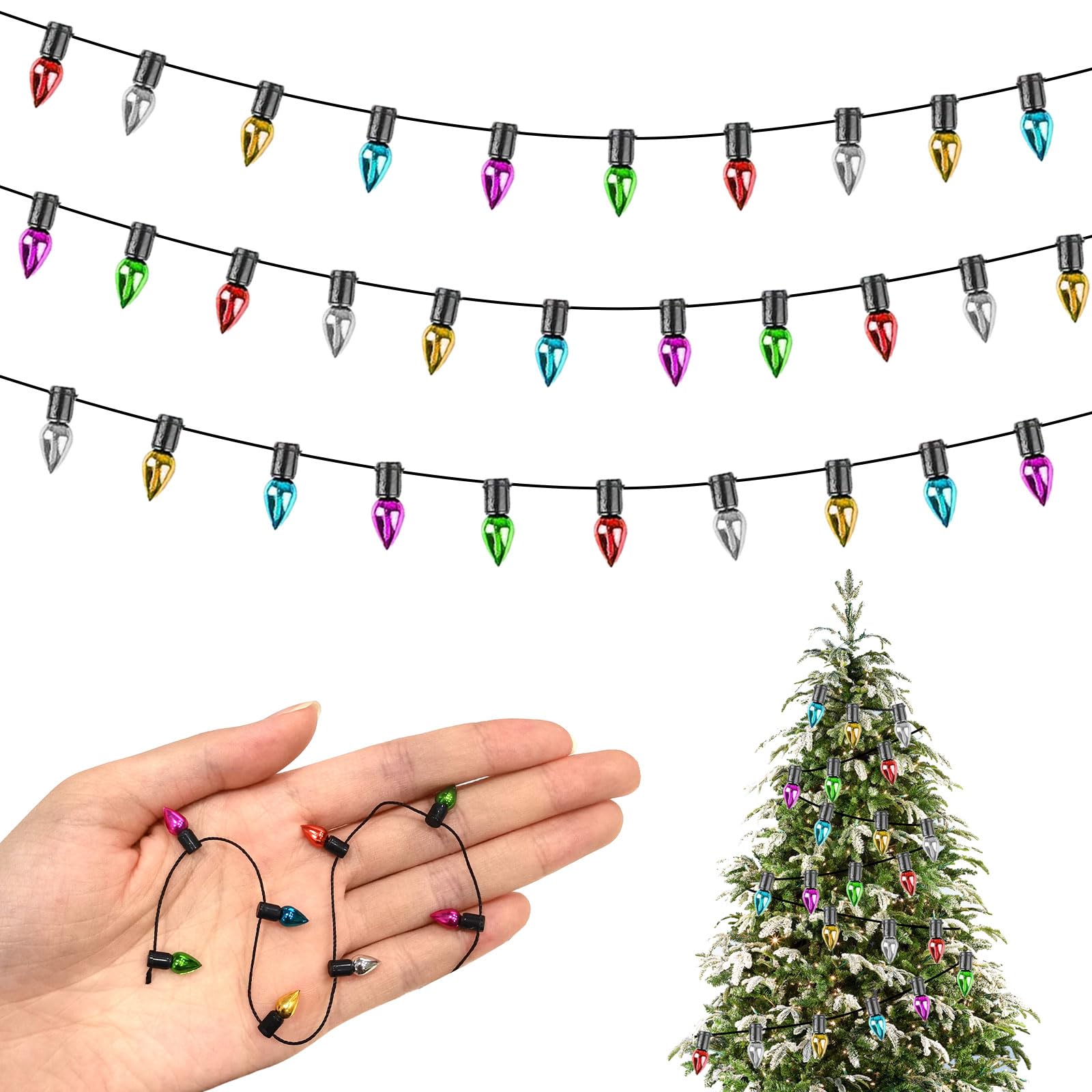 AUXHCYL Wichtel Lichterkette Miniatur, Wichtel Zubehör Lichterkette, Puppenhaus Zubehör Weihnachten, Lichterketten Wichtelhaus, Bunte Mini Wichteltür Lichterketten für Weihnachtsdeko Puppenhaus Möbel