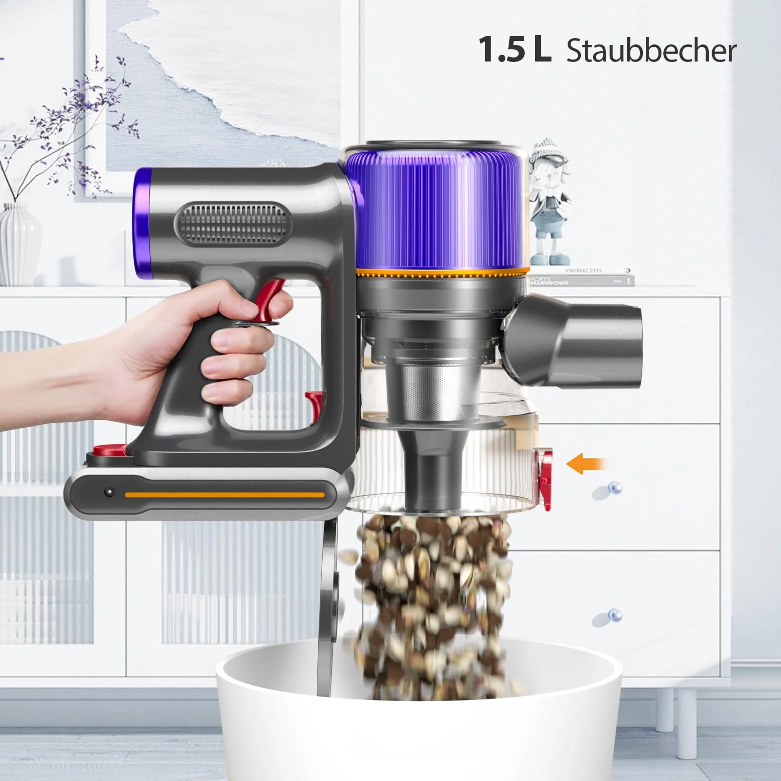 Avalsor 550W/45000Pa/65Mins Akku Staubsauger, Staubsauger Kabellos mit Touchscreen und Anti-Tangle-Bürste, Staubsauger 1.5L Staubbehälter, 9-in-1 für Hartböden, Teppiche und Tierhaare - Image 3