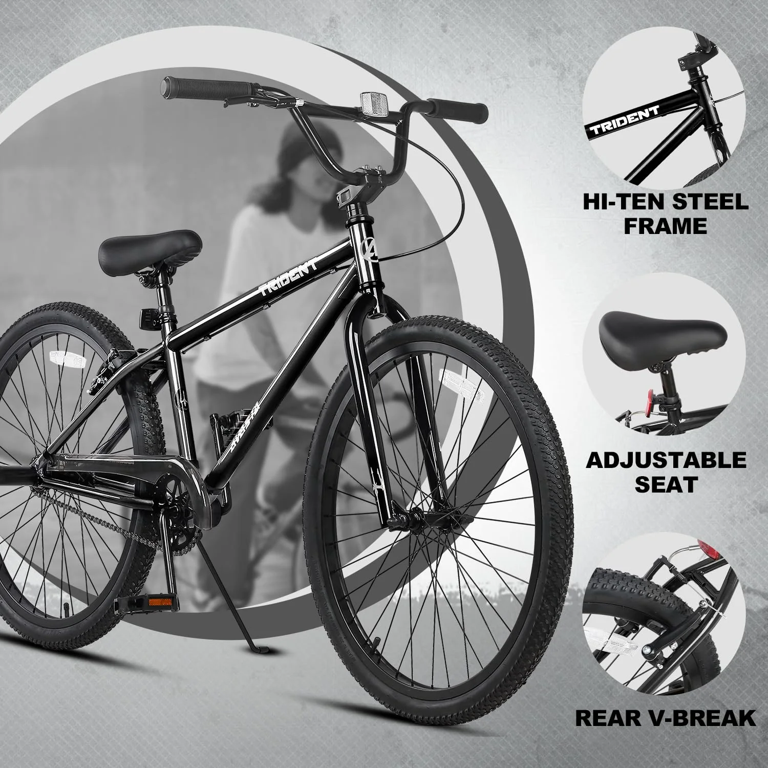 AVASTA 24 Zoll BMX Fahrräder Freestyle für Anfänger und Fortgeschrittene mit 2 Pegs Trick Cycling und Professional Riding,Schwarz - Image 3