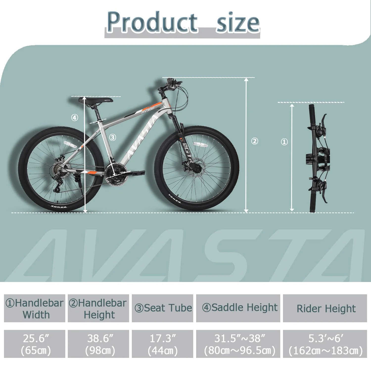 AVASTA AV300 26 Zoll Mountainbike MTB Pendlerrad Leichter Aluminiumrahmen 21 Gang Schaltung Vorderradfederung Scheibenbremsen vorne und hinten, Grau - Image 3