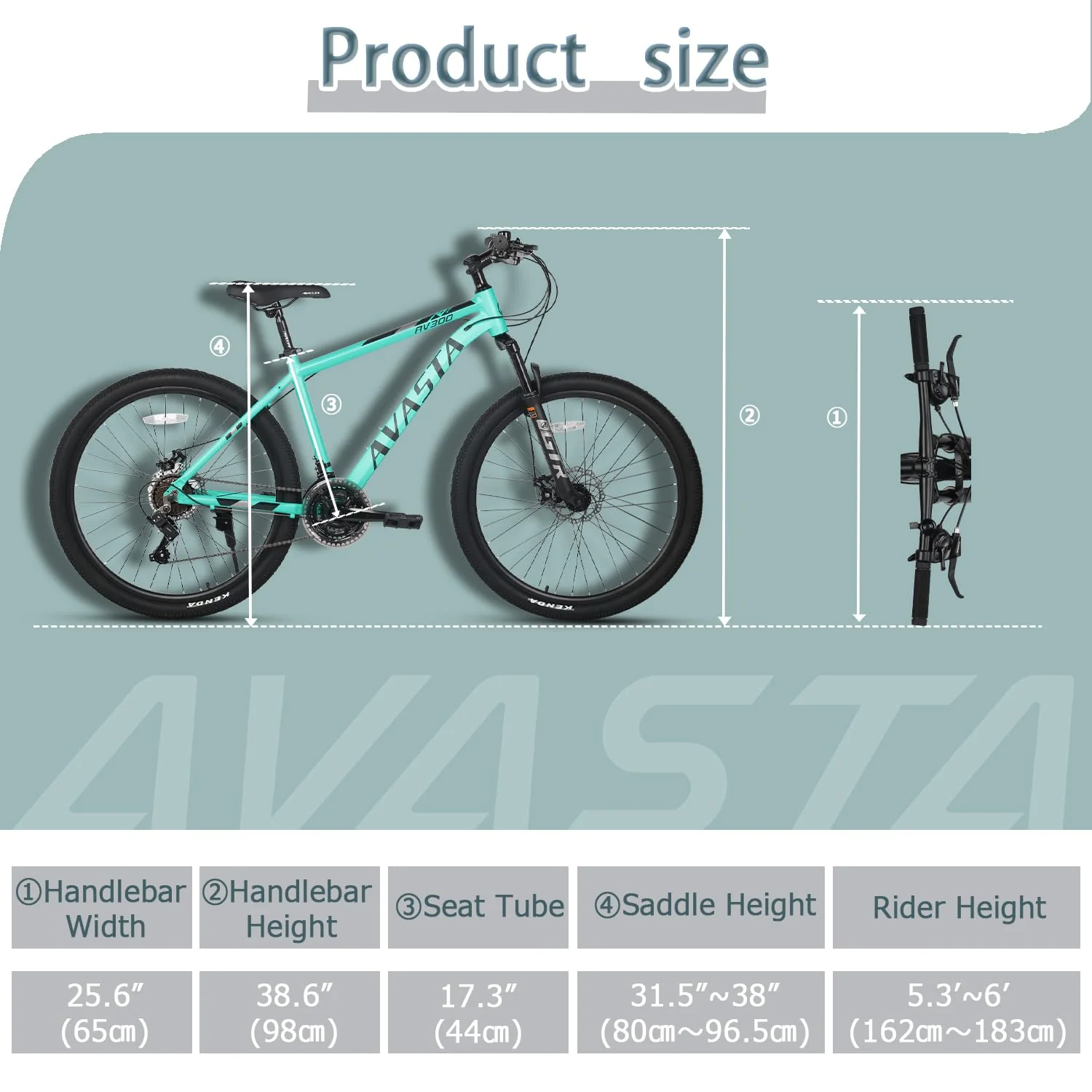 AVASTA AV300 26 Zoll Mountainbike MTB Pendlerrad Leichter Aluminiumrahmen 21 Gang Schaltung Vorderradfederung Scheibenbremsen vorne und hinten,Grün - Image 3