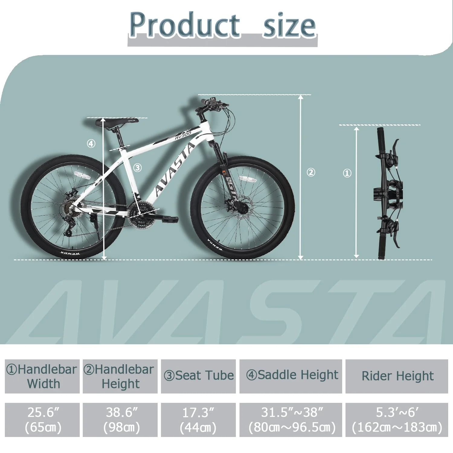 AVASTA AV300 26 Zoll Mountainbike MTB Pendlerrad Leichter Aluminiumrahmen 21 Gang Schaltung Vorderradfederung Scheibenbremsen vorne und hinten, weiß - Image 5