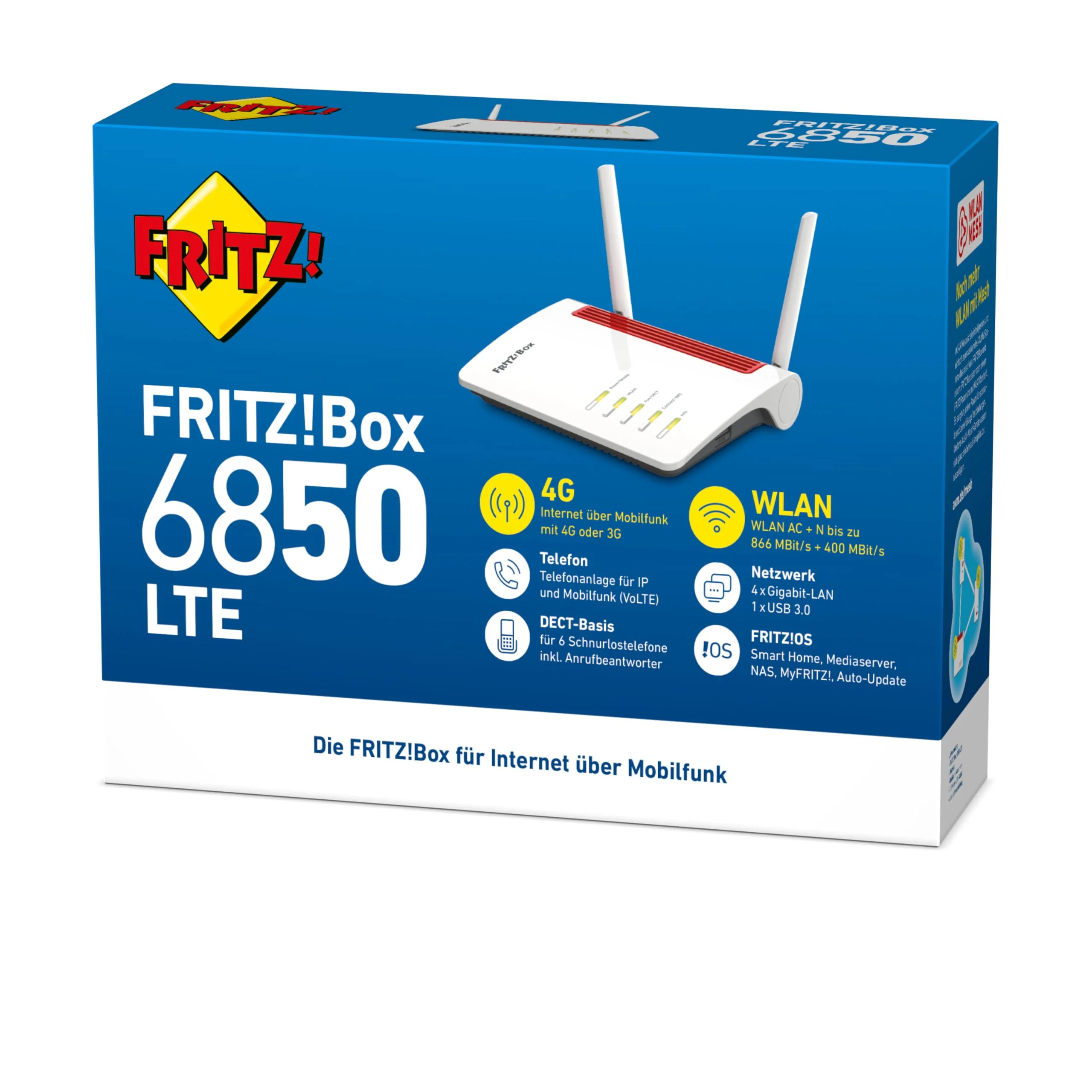 AVM FRITZ!Box 6850 (LTE-Modem, bis zu 150 MBit/s, WLAN AC+N bis 866 MBit/s (5 GHz) und 400 MBit/s (2, 4 GHz), 4 x Gigabit-LAN, 1x USB 3.0) - Image 6