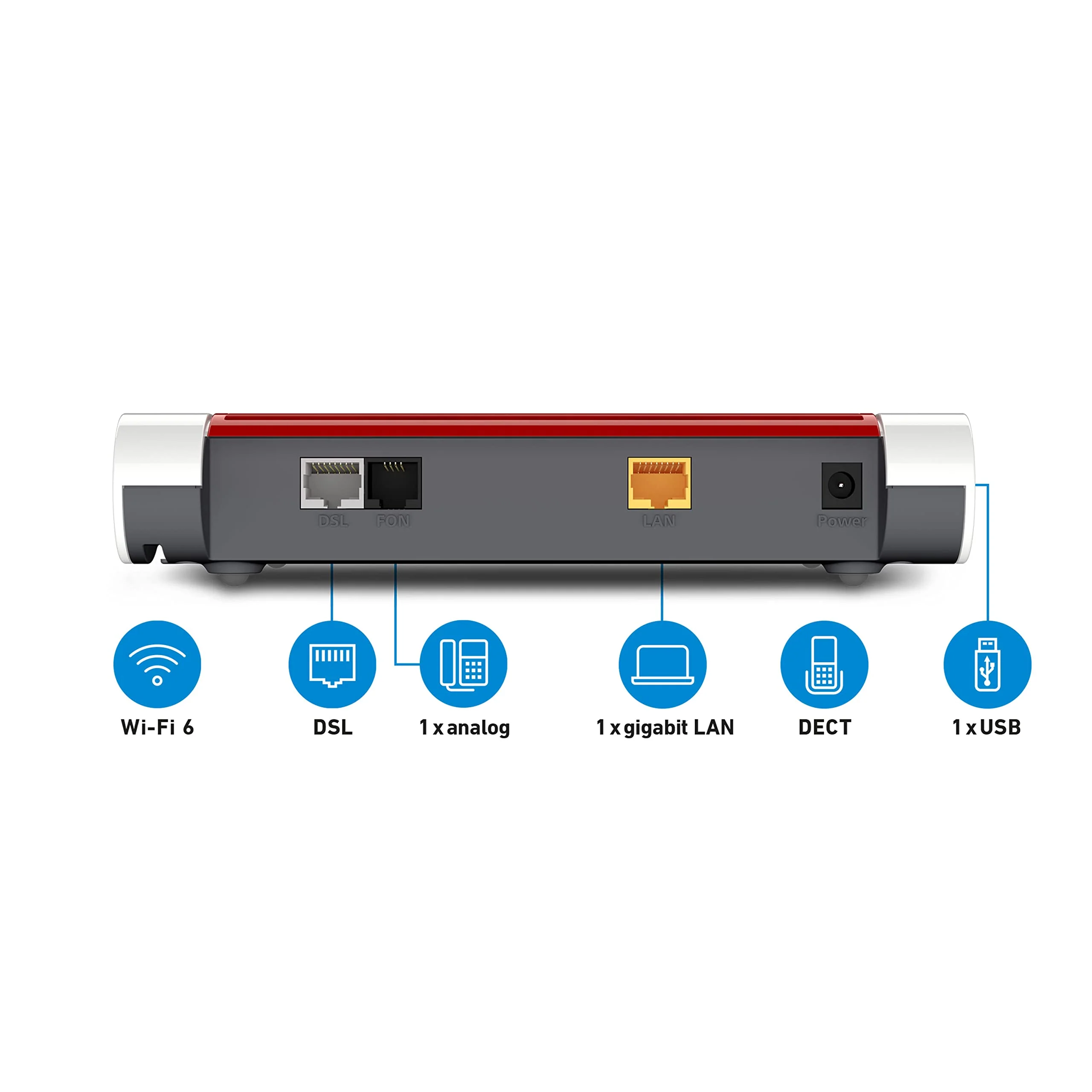 AVM FRITZ!Box 7510 (Wi-Fi 6 DSL-Router (WLAN AX), bis zu 600 MBit/s (2,4 GHz), VDSL-Supervectoring 35b bis zu 300 MBit/s, WLAN Mesh, DECT-Basis, Media Server, geeignet für Deutschland) - Image 3