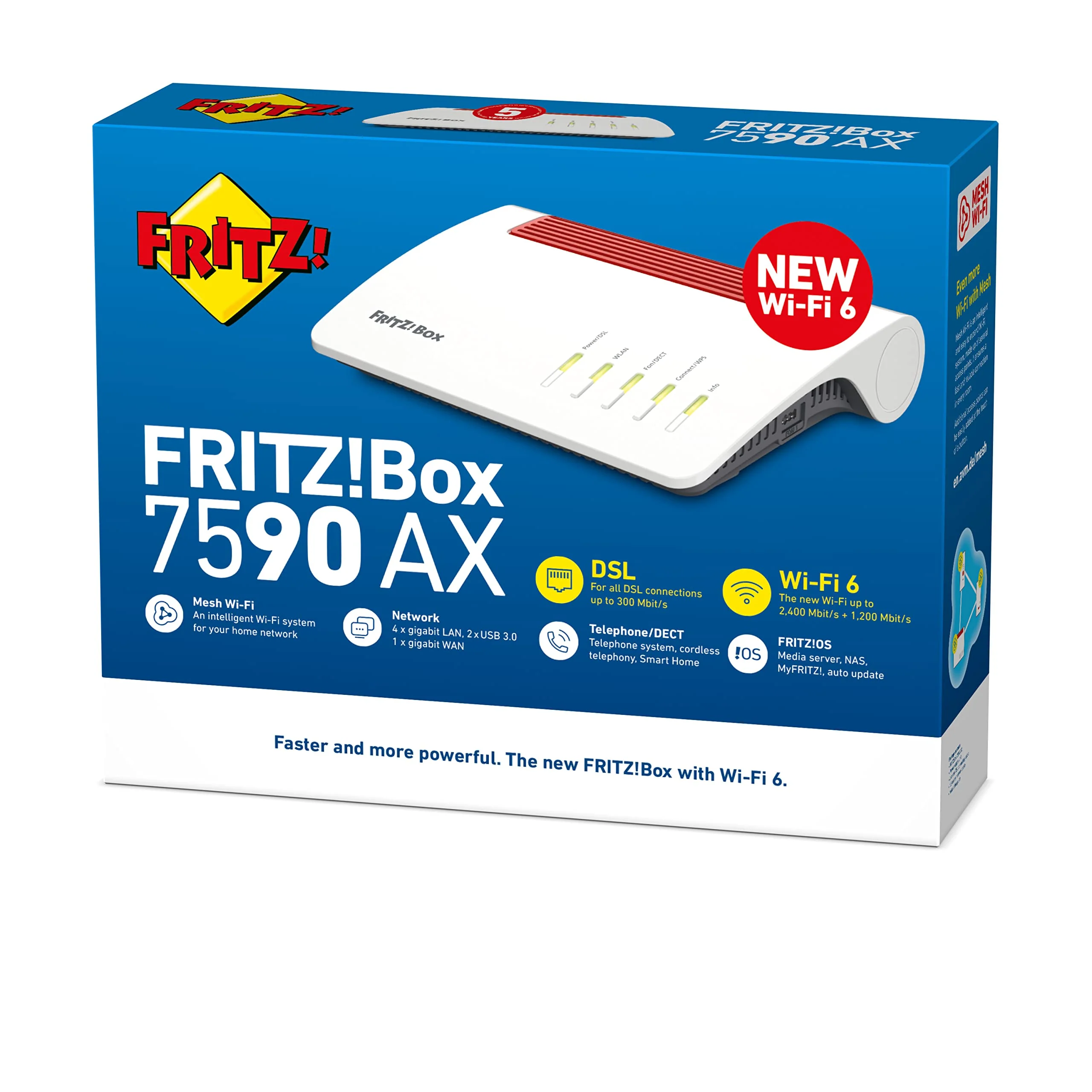 AVM FRITZ!Box 7590 AX International (DSL/VDSL WLAN Router mit Wi-Fi 6, 2.400 MBit/s (5GHz) & 1.200 MBit/s (2,4 GHz),VDSL-Supervectoring 35b, Mesh,DECT-Basis,geeignet für Österreich/Schweiz) - Image 4
