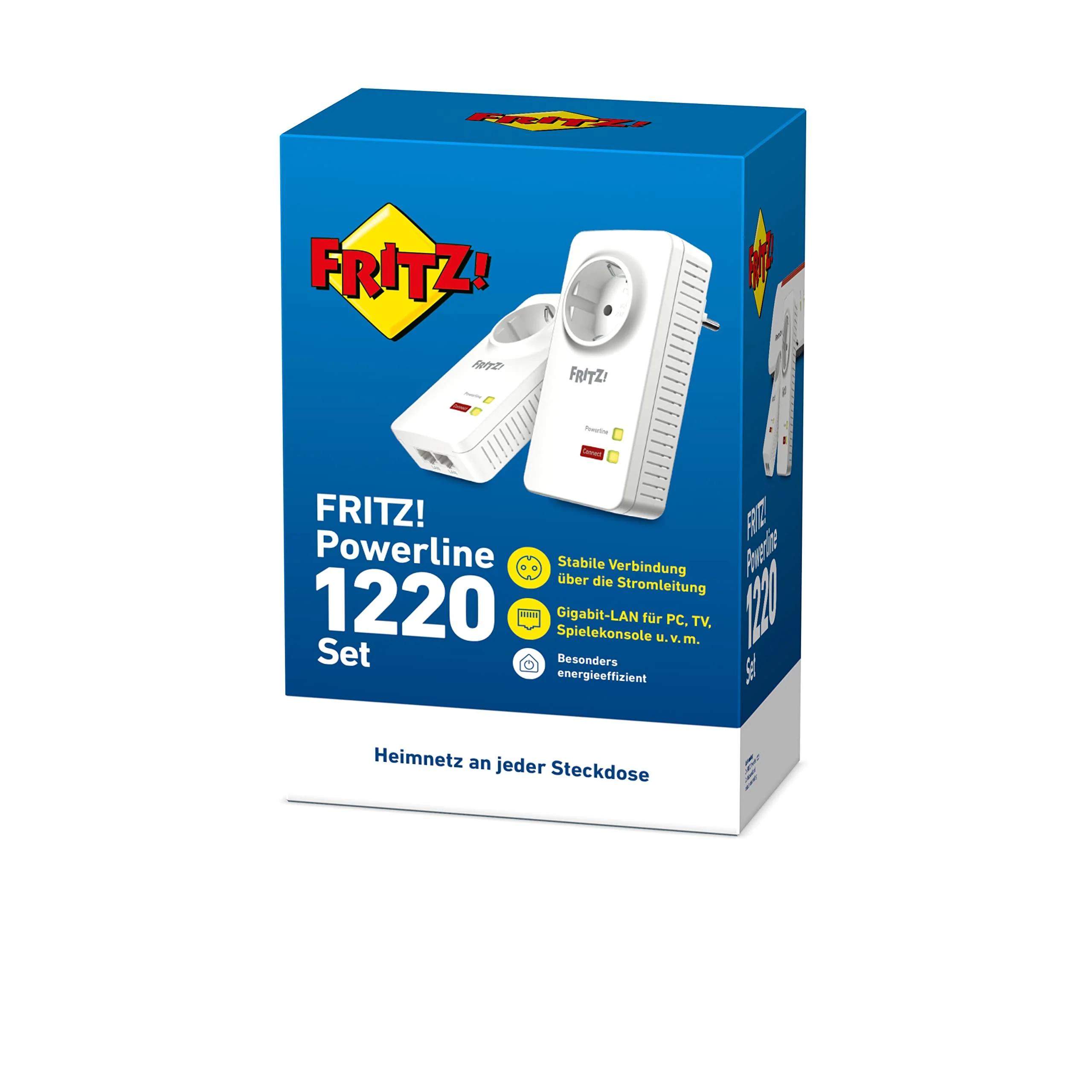 AVM FRITZ!Powerline 1220 Set (1,200 MBit/s, 2x Gigabit-LAN je Adapter, ideal für NAS-Anwendungen und HD-Streaming, deutschsprachige Version) - Image 3