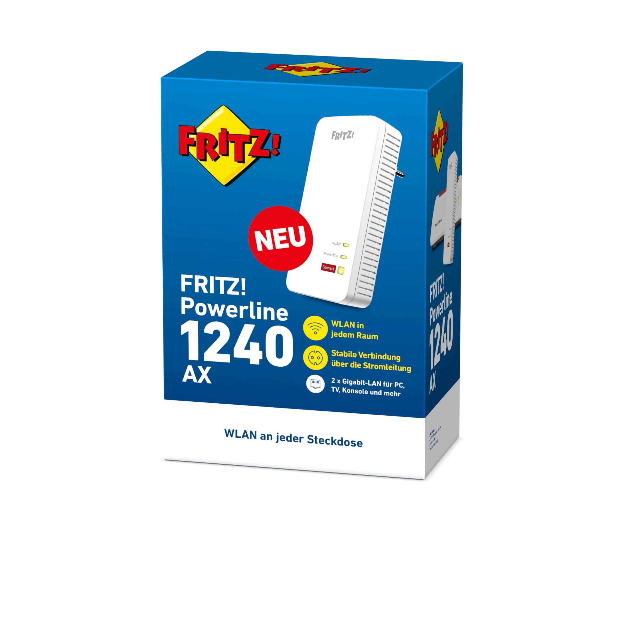 AVM FRITZ!Powerline 1240 AX Single Adapter (Gigabit-Powerline mit Wi-Fi 6, WLAN-Access Point, ideal für Media-Streaming, HD-Videos, Internet-TV, 1.200 MBit/s, deutschsprachige Version) - Image 4