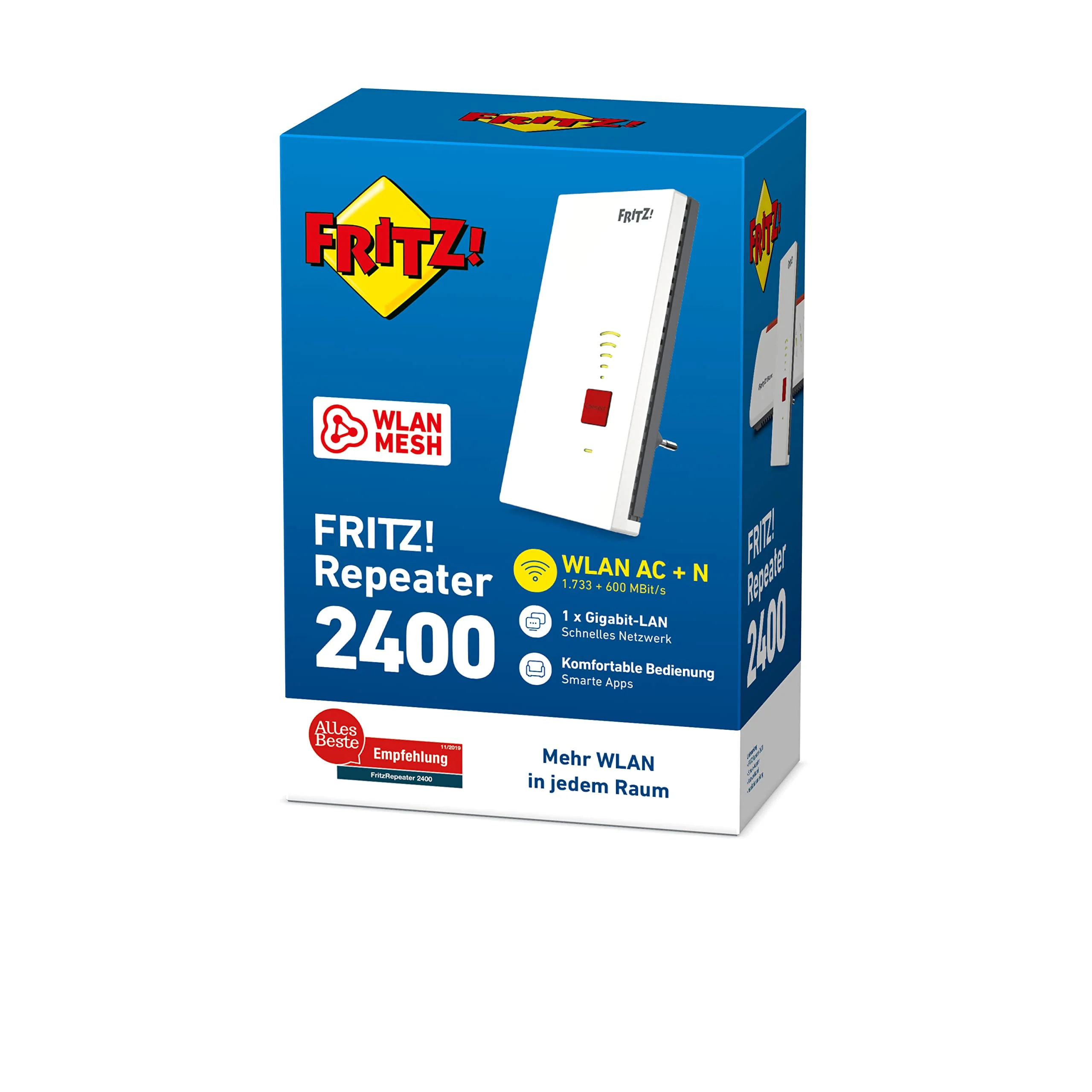 AVM FRITZ!WLAN Mesh Repeater 2400 (Dual-WLAN AC + N bis zu 1.733 MBit/s (5GHz) + 600 MBit/s(2,4 GHz), 1x Gigabit-LAN, deutschsprachige Version) - Image 5