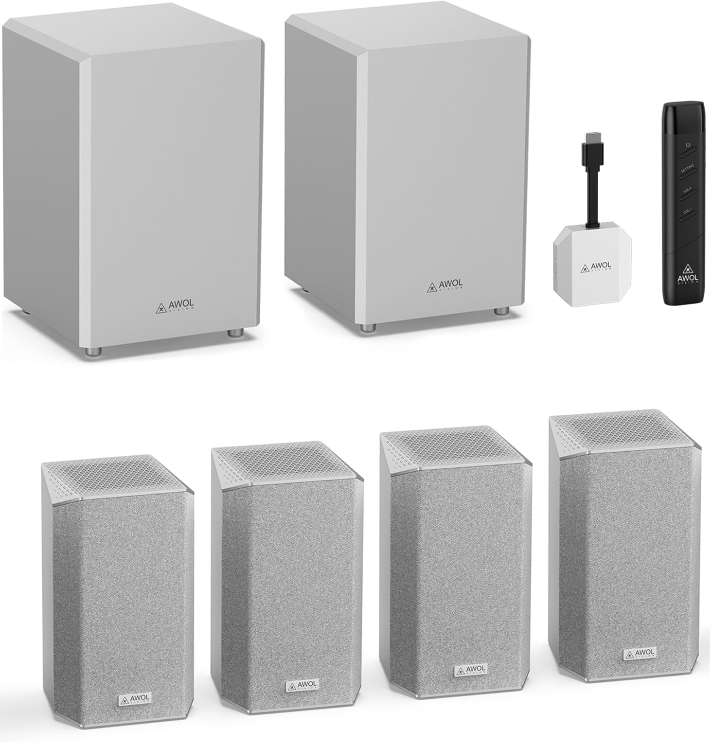 AWOL VISION ThunderBeat 4.2.2 All-Wireless Home Theater Sound System, Surround-Sound-System mit Dual-120W-Subwoofern und nach Oben gerichteten Lautsprechern, Dolby Atmos DTS Unterstützung