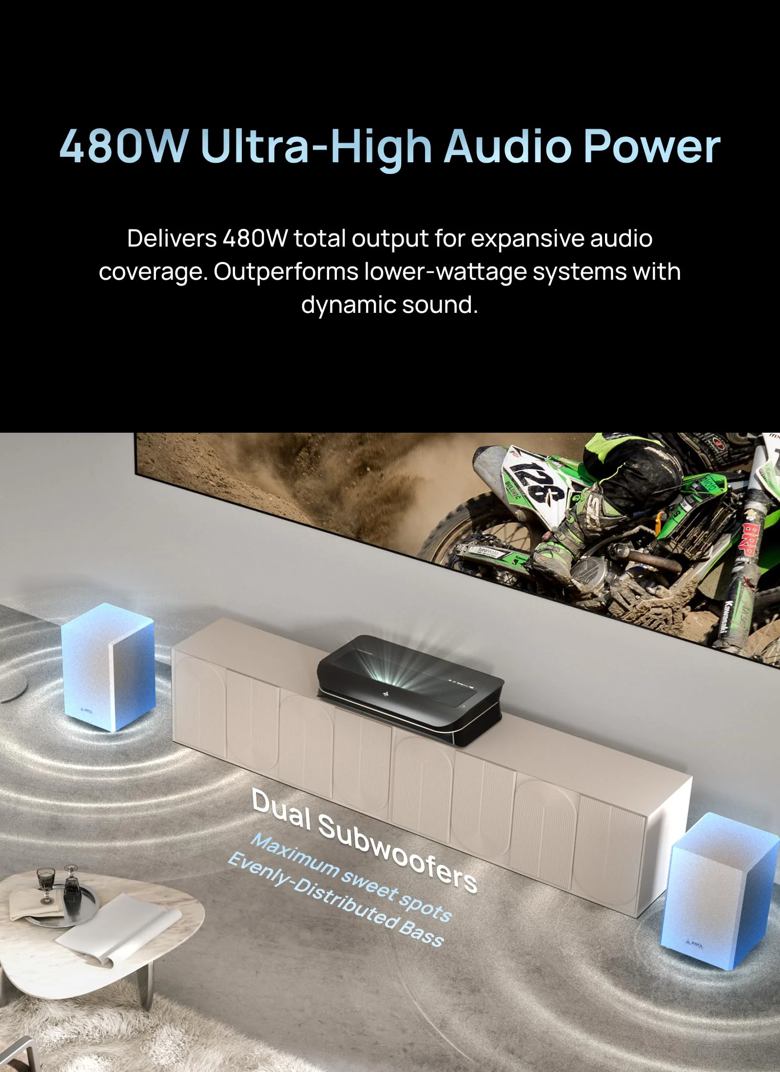 AWOL VISION ThunderBeat 4.2.2 All-Wireless Home Theater Sound System, Surround-Sound-System mit Dual-120W-Subwoofern und nach Oben gerichteten Lautsprechern, Dolby Atmos DTS Unterstützung - Image 7