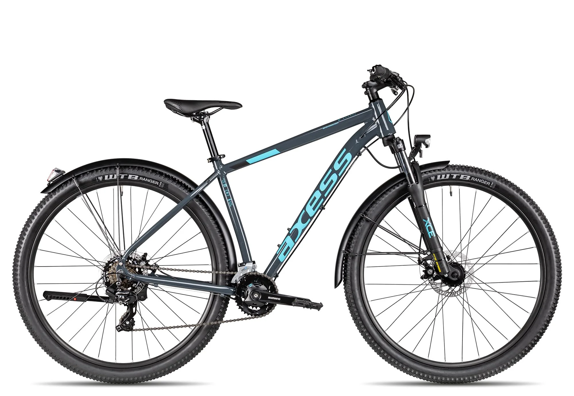 Axess Sandee ATB | straßentaugliches Herren-Mountainbike | MTB-Hardtail | 14-Gang Schaltung | Mechanische Scheibenbremsen, Farbe:Grey, Rahmengröße:19 Zoll