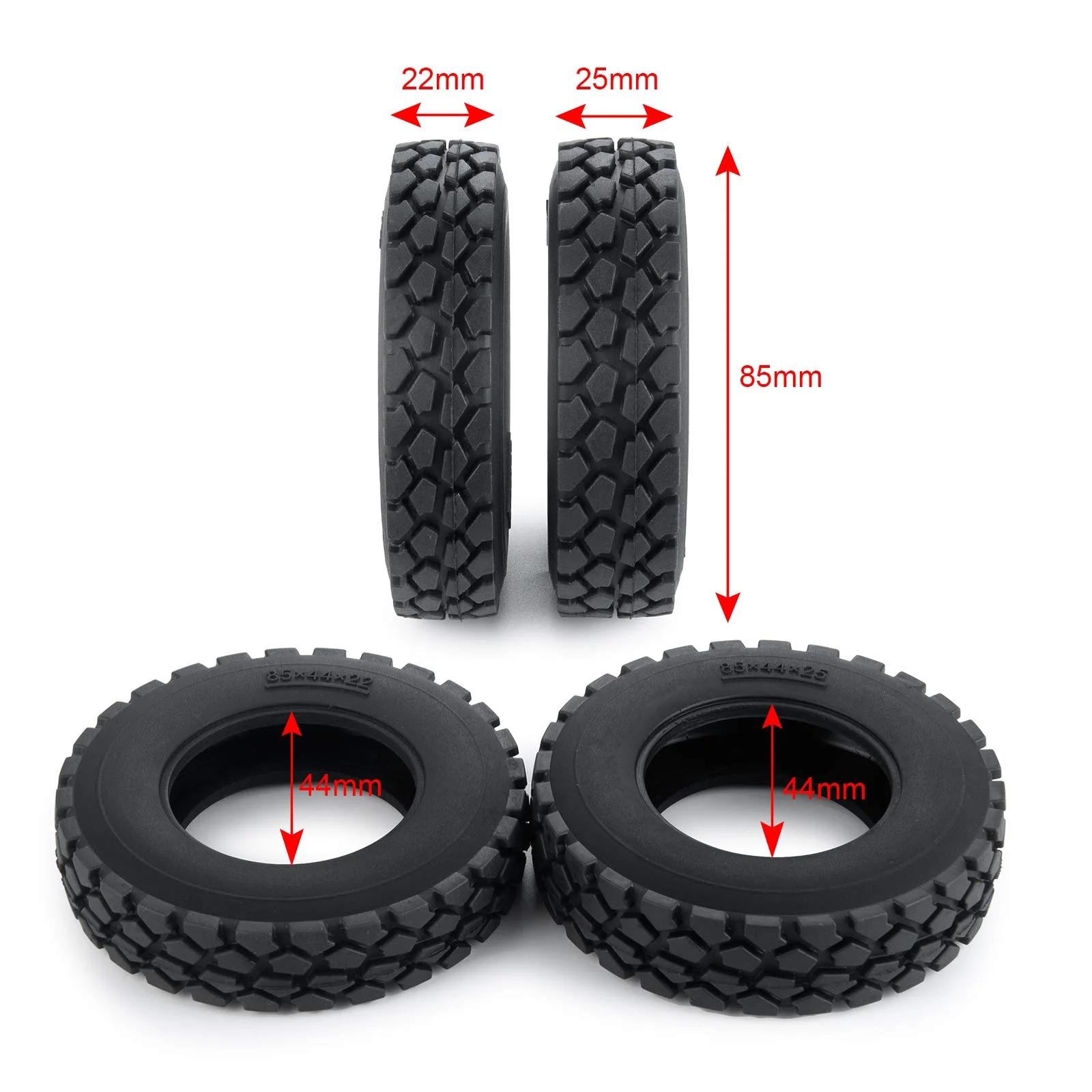 AXspeed RC Gummi Radreifen, 4 Stück Rad Reifen für 1: 14 Tamiya Trailer Tractor Truck Car (22mm) - Image 8