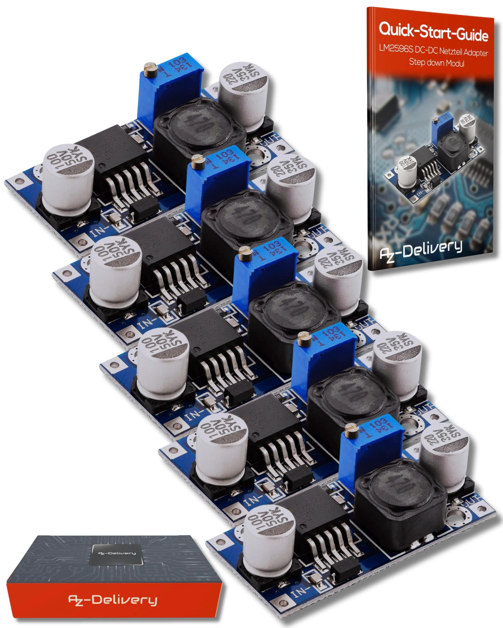 AZDelivery 5 x LM2596S DC-DC Netzteil Adapter Step down Modul kompatibel mit Arduino inklusive eBook! - Image 4