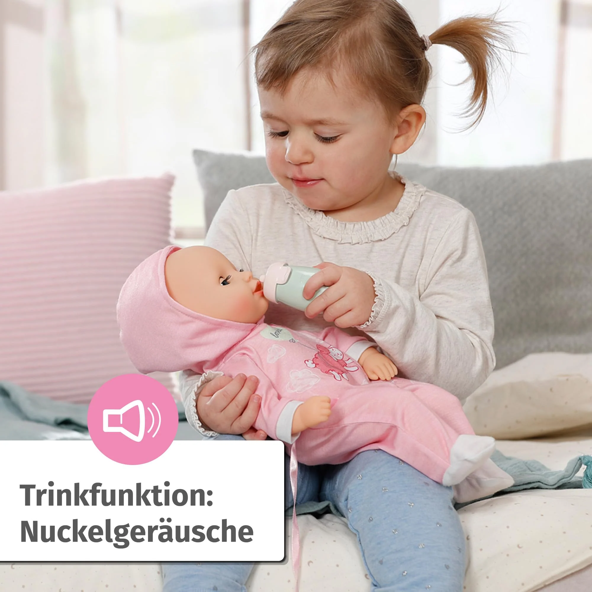 Baby Annabell Hannah Spiel mit Mir 36cm, Babypuppe mit 5 Funktionen, weichem Stoffkörper und Accessoires, 36cm große Puppe, für Kinder ab 1 Jahr, 711002 Zapf Creation - Image 5