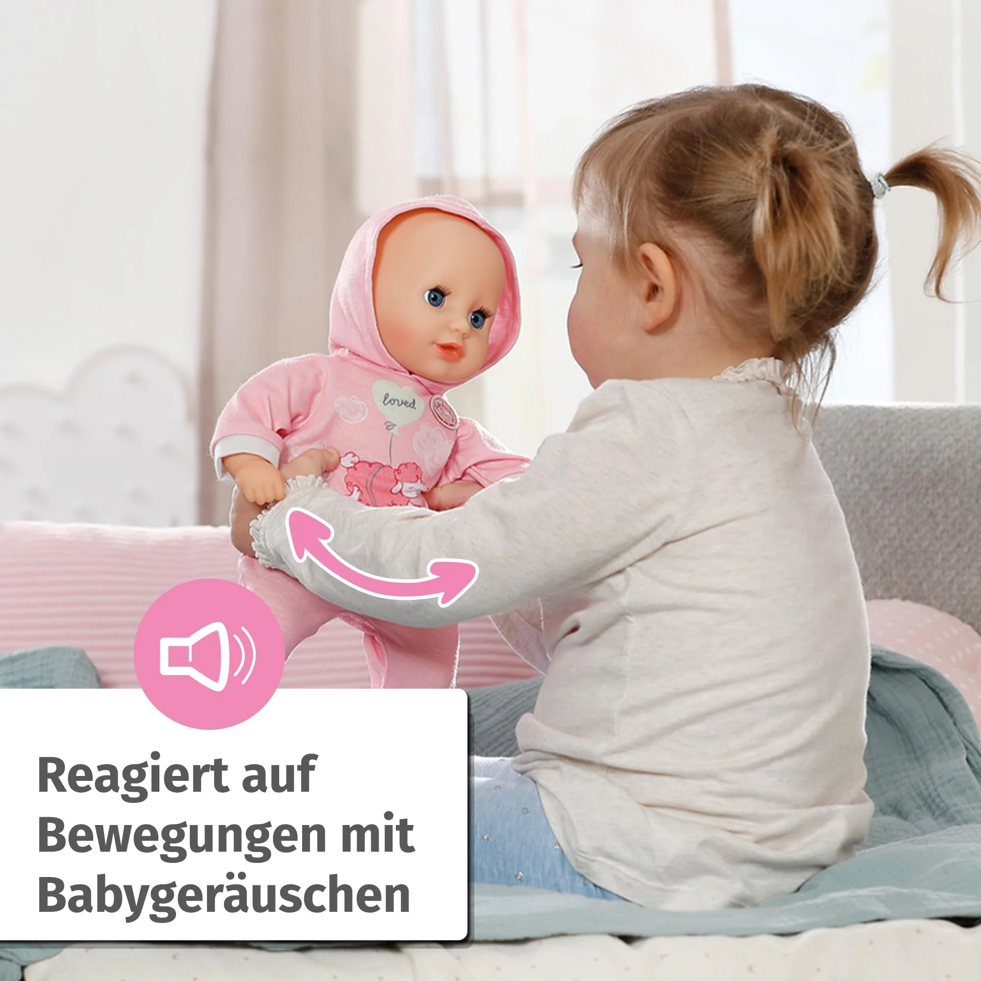 Baby Annabell Hannah Spiel mit Mir 36cm, Babypuppe mit 5 Funktionen, weichem Stoffkörper und Accessoires, 36cm große Puppe, für Kinder ab 1 Jahr, 711002 Zapf Creation - Image 6