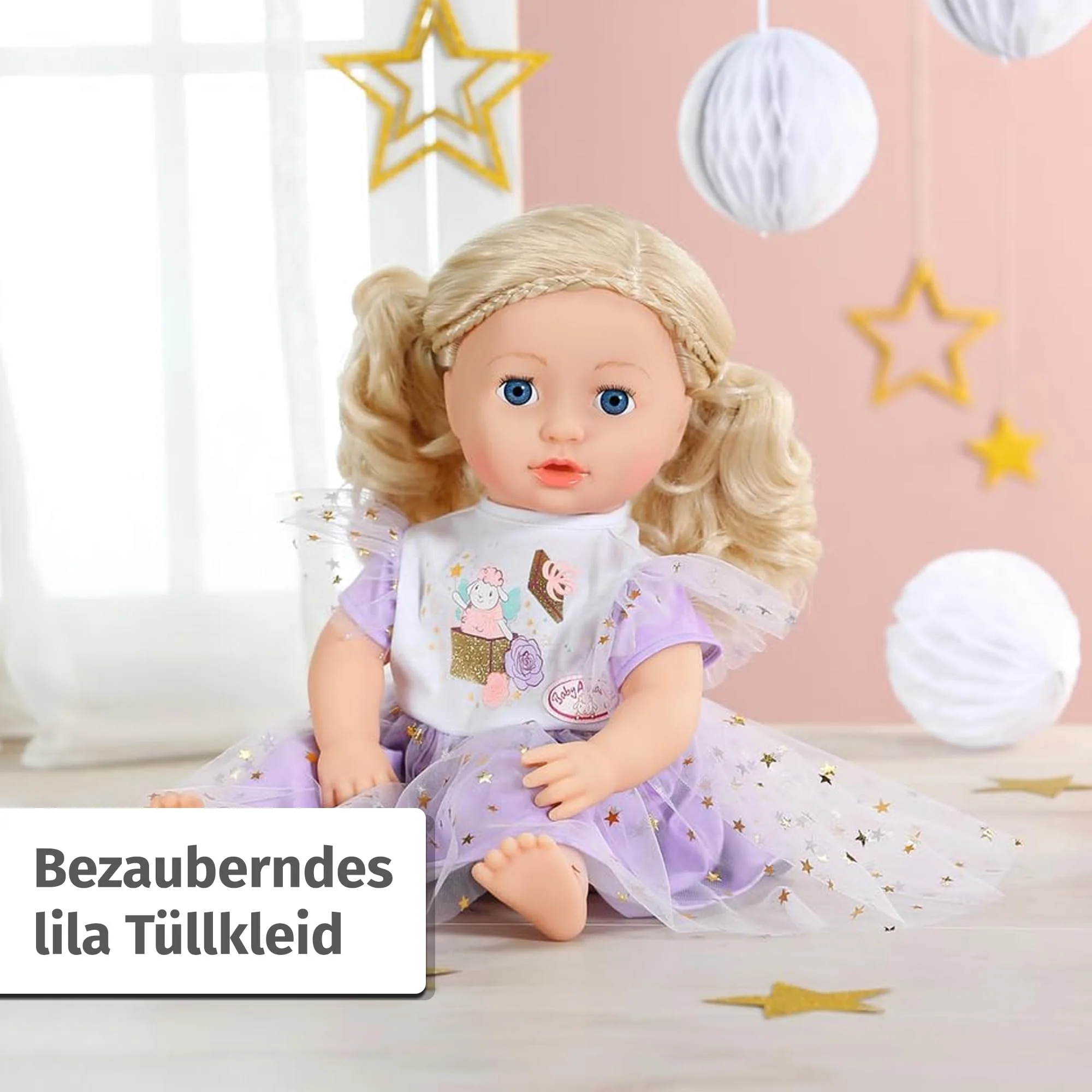 Baby Annabell Kleid Tutu lila 43cm, Puppenkleid mit Tüll und Sternen für 43 cm Puppen, 710296 Zapf Creation - Image 8
