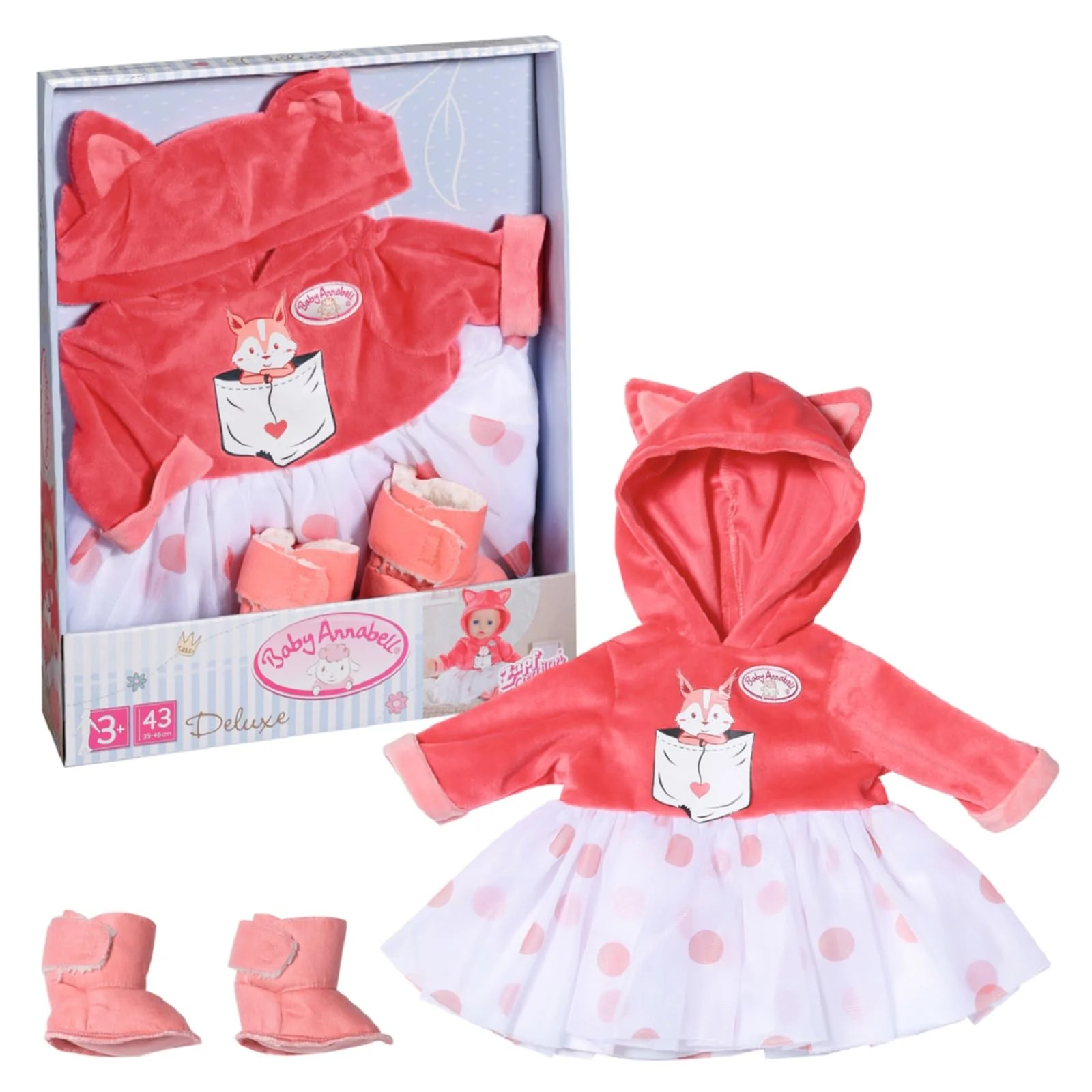 Baby Annabell, Puppenkleidung 43 cm, Deluxe Eichhörnchen Tutu 43cm, warmes Oberteil mit Tüllrock, 709733, Zapf Creation