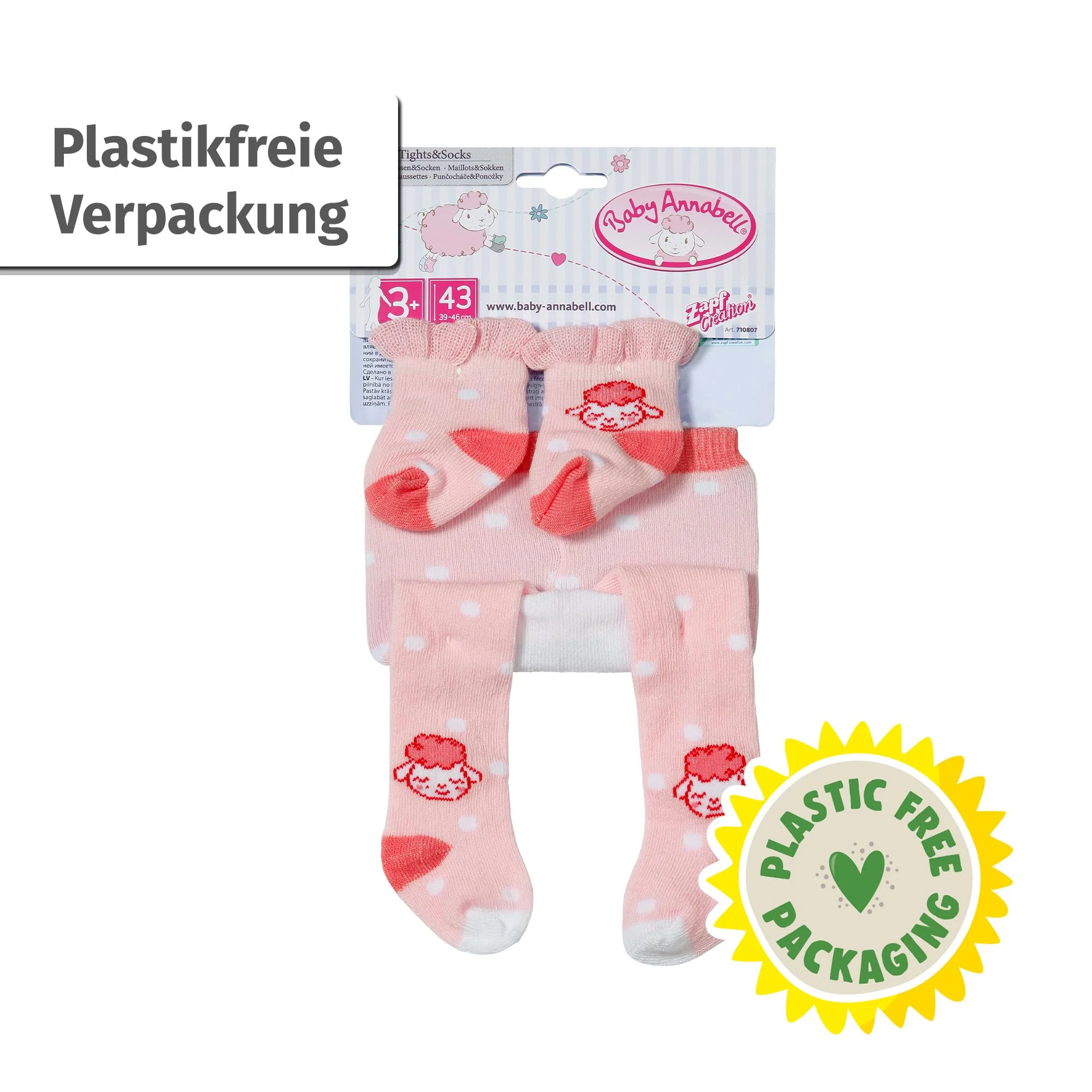 Baby Annabell Strumpfhosen und Socken in verschiedenen Farbkombinationen für 43cm Puppen, 2er Pack Puppenstrumpfhosen, 710807 Zapf Creation - Image 2