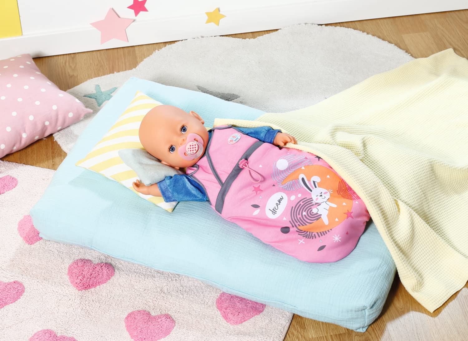 BABY born 832479 Schlafsack - Puppenschlafsack rosa grau mit Klettverschluss an den Trägern, für 36cm und 43 cm große Puppen geeignet - Image 3