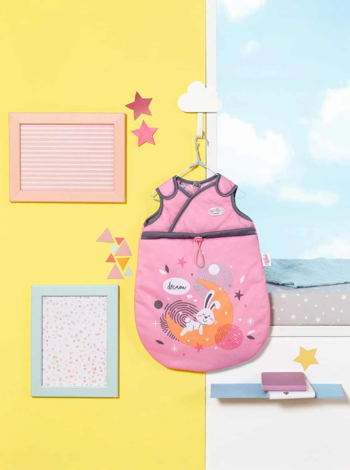 BABY born 832479 Schlafsack - Puppenschlafsack rosa grau mit Klettverschluss an den Trägern, für 36cm und 43 cm große Puppen geeignet - Image 4