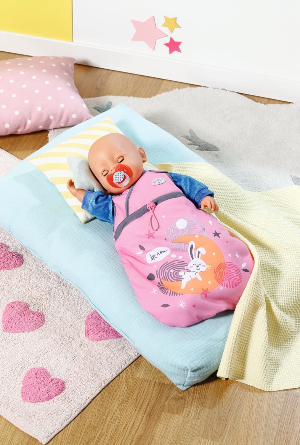 BABY born 832479 Schlafsack - Puppenschlafsack rosa grau mit Klettverschluss an den Trägern, für 36cm und 43 cm große Puppen geeignet - Image 5